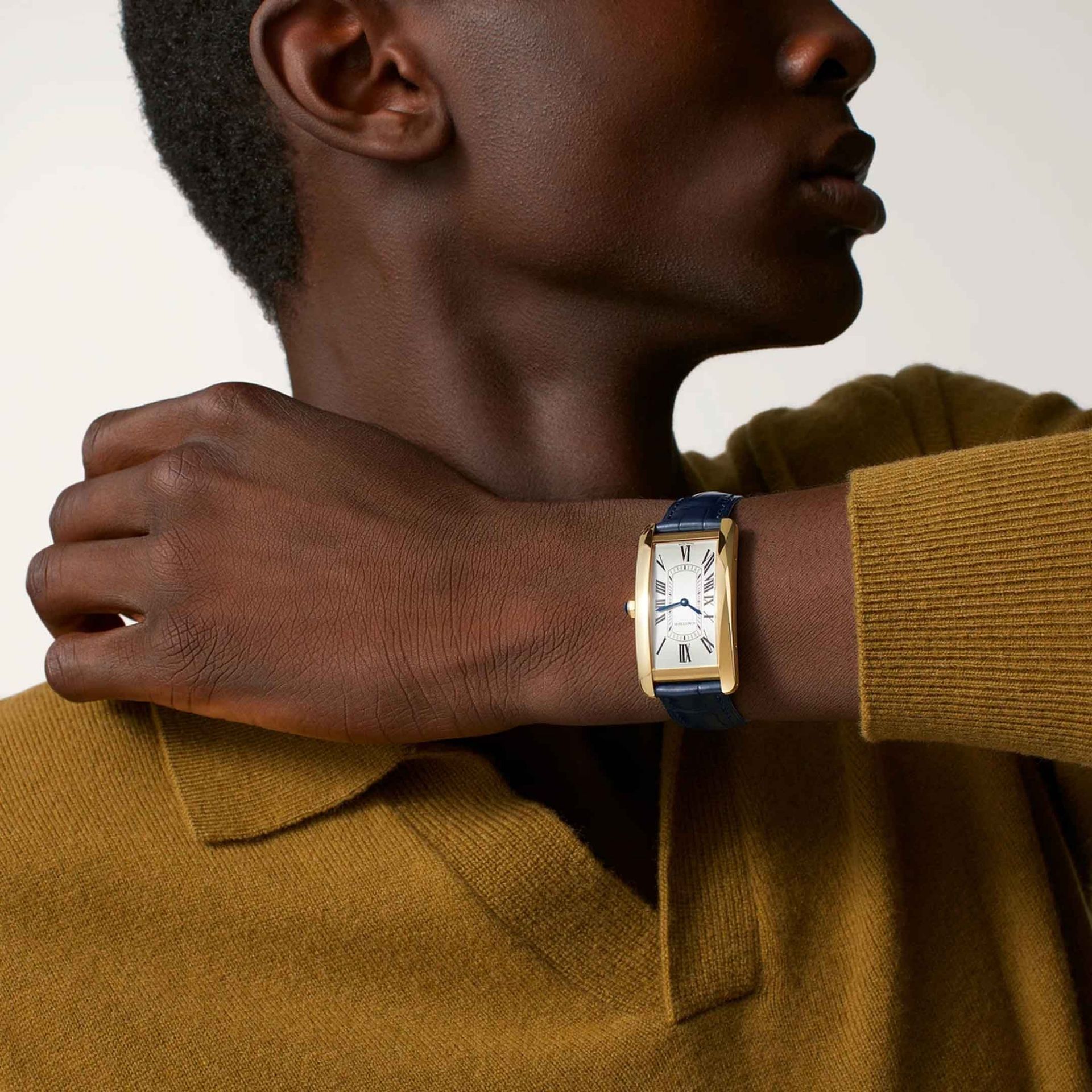 CARTIER Tank Américaine Modello Grande, Oro Giallo, Pelle 44.4 X 24.4 MM WGTA0300