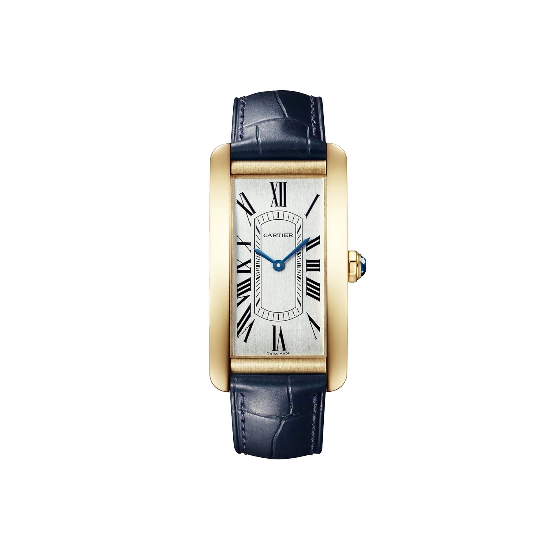 CARTIER Tank Américaine Modello Grande, Oro Giallo, Pelle 44.4 X 24.4 MM WGTA0300