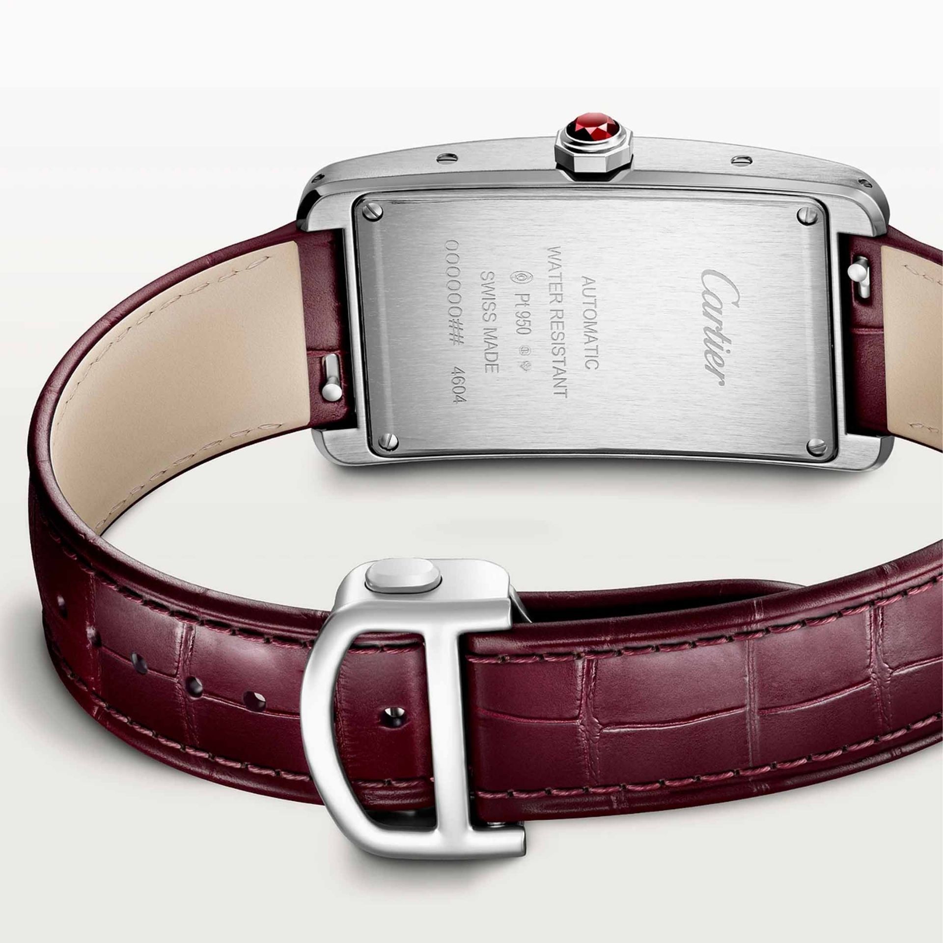 CARTIER Tank Américaine Modello Grande, Platino, Pelle 44.4 X 24.4 MM WGTA0296