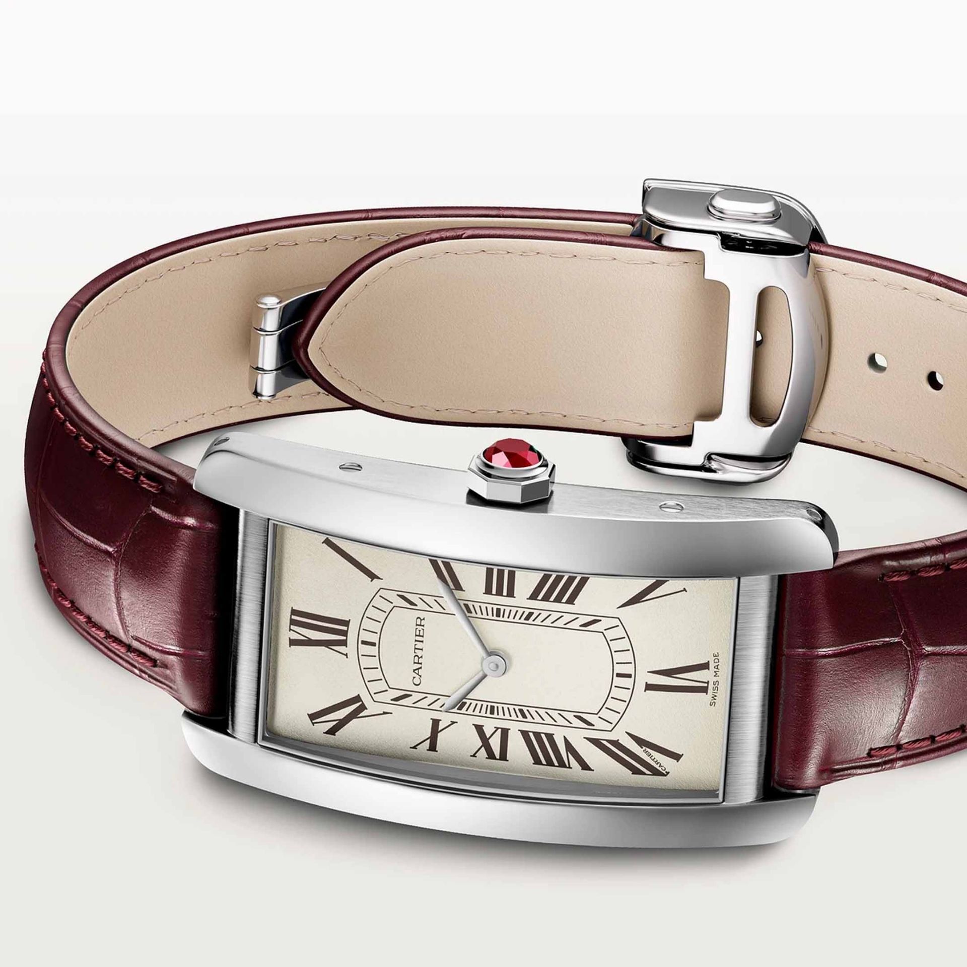 CARTIER Tank Américaine Modello Grande, Platino, Pelle 44.4 X 24.4 MM WGTA0296