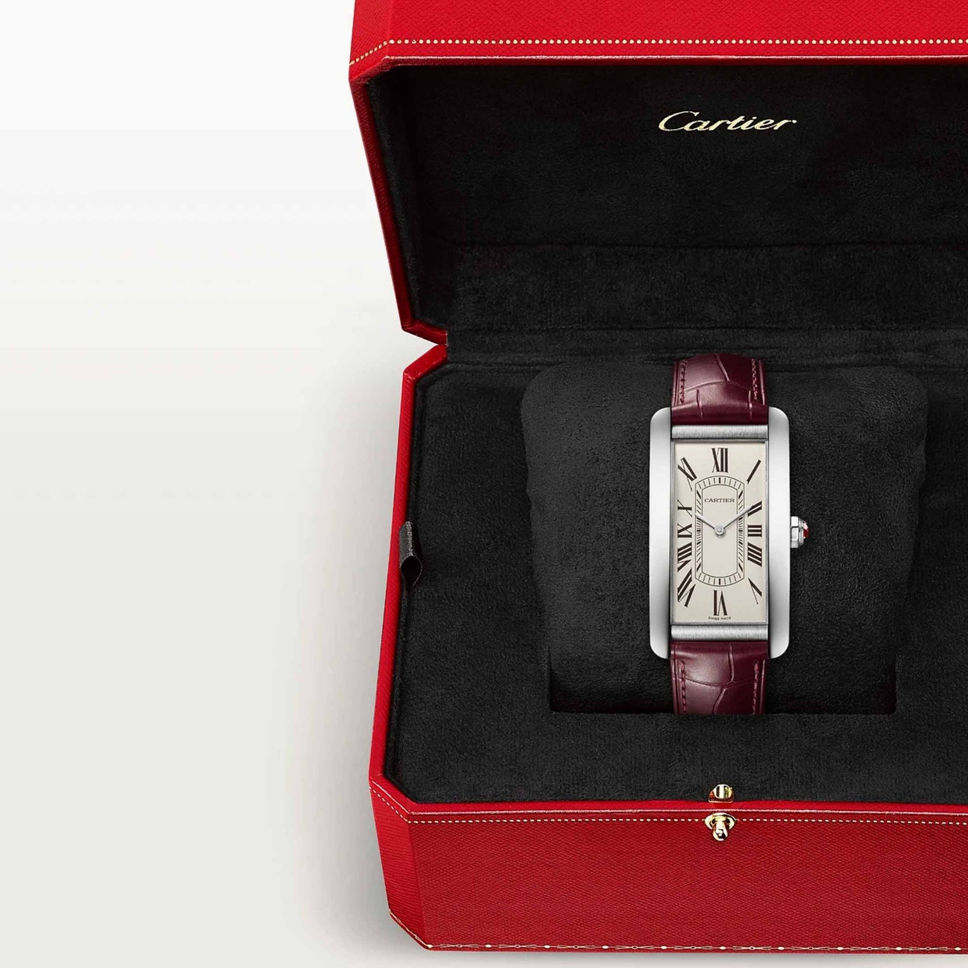 CARTIER Tank Américaine Modello Grande, Platino, Pelle 44.4 X 24.4 MM WGTA0296