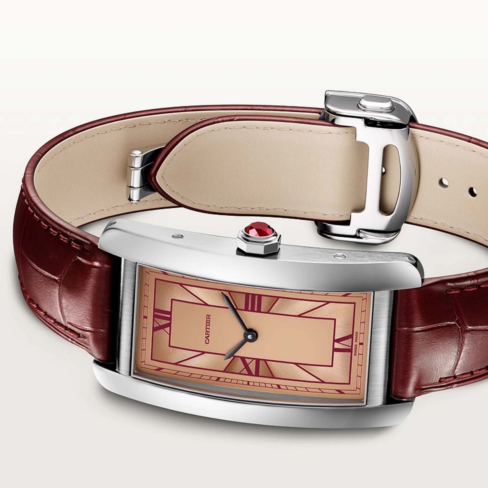 CARTIER Tank Américaine Modello Grande, Platino, Pelle 44.4 X 24.4 MM WGTA0297