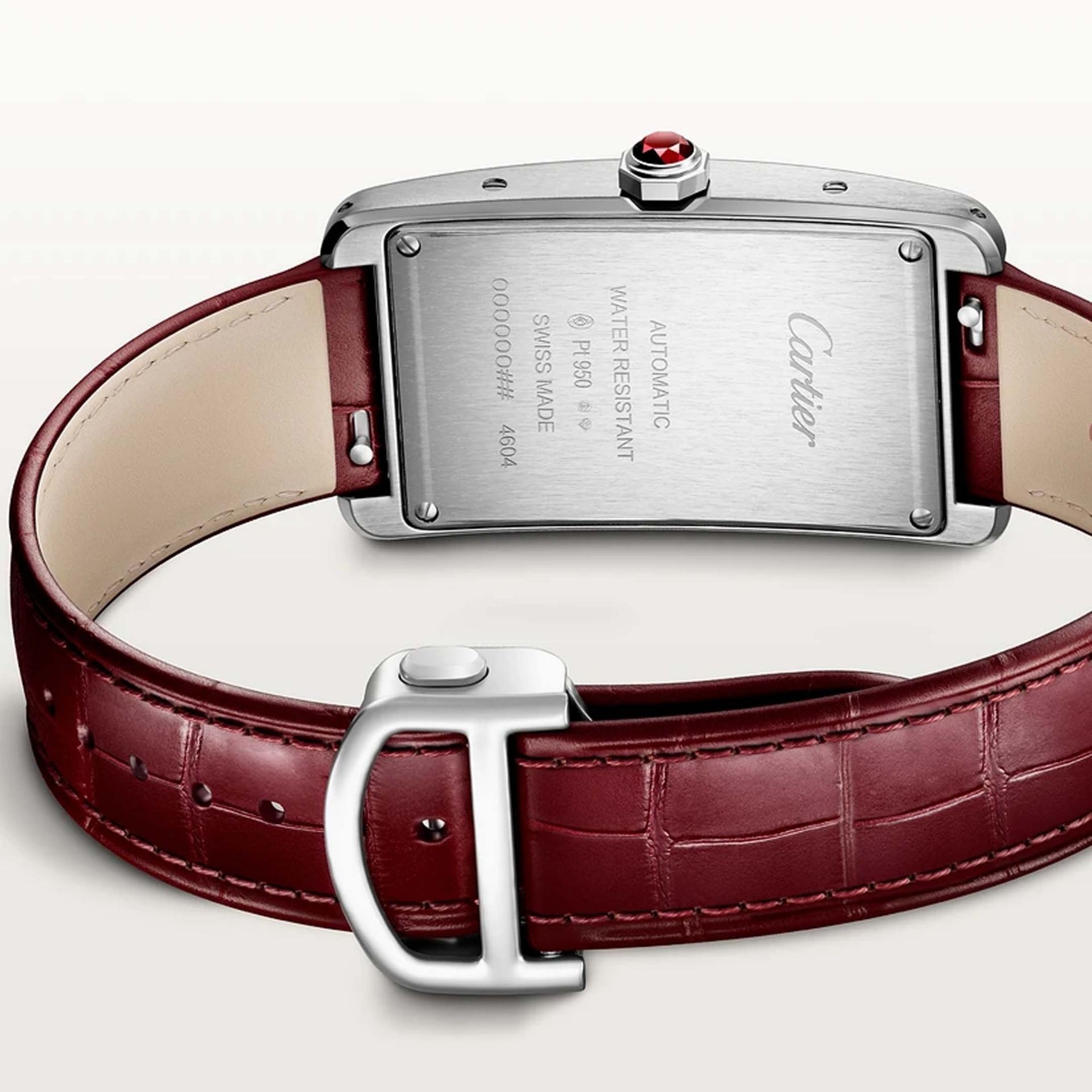 CARTIER Tank Américaine Modello Grande, Platino, Pelle 44.4 X 24.4 MM WGTA0297