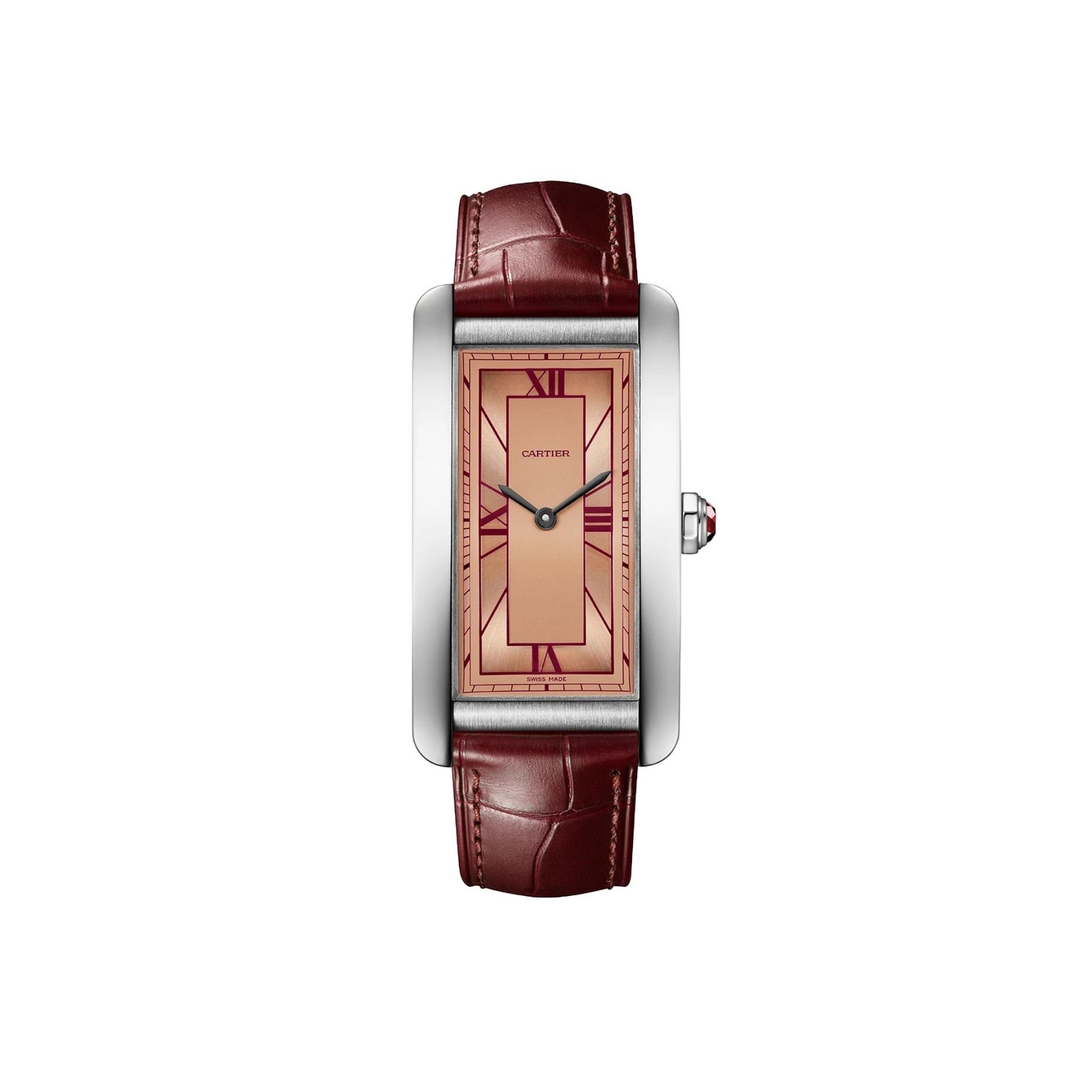 CARTIER Tank Américaine Modello Grande, Platino, Pelle 44.4 X 24.4 MM WGTA0297