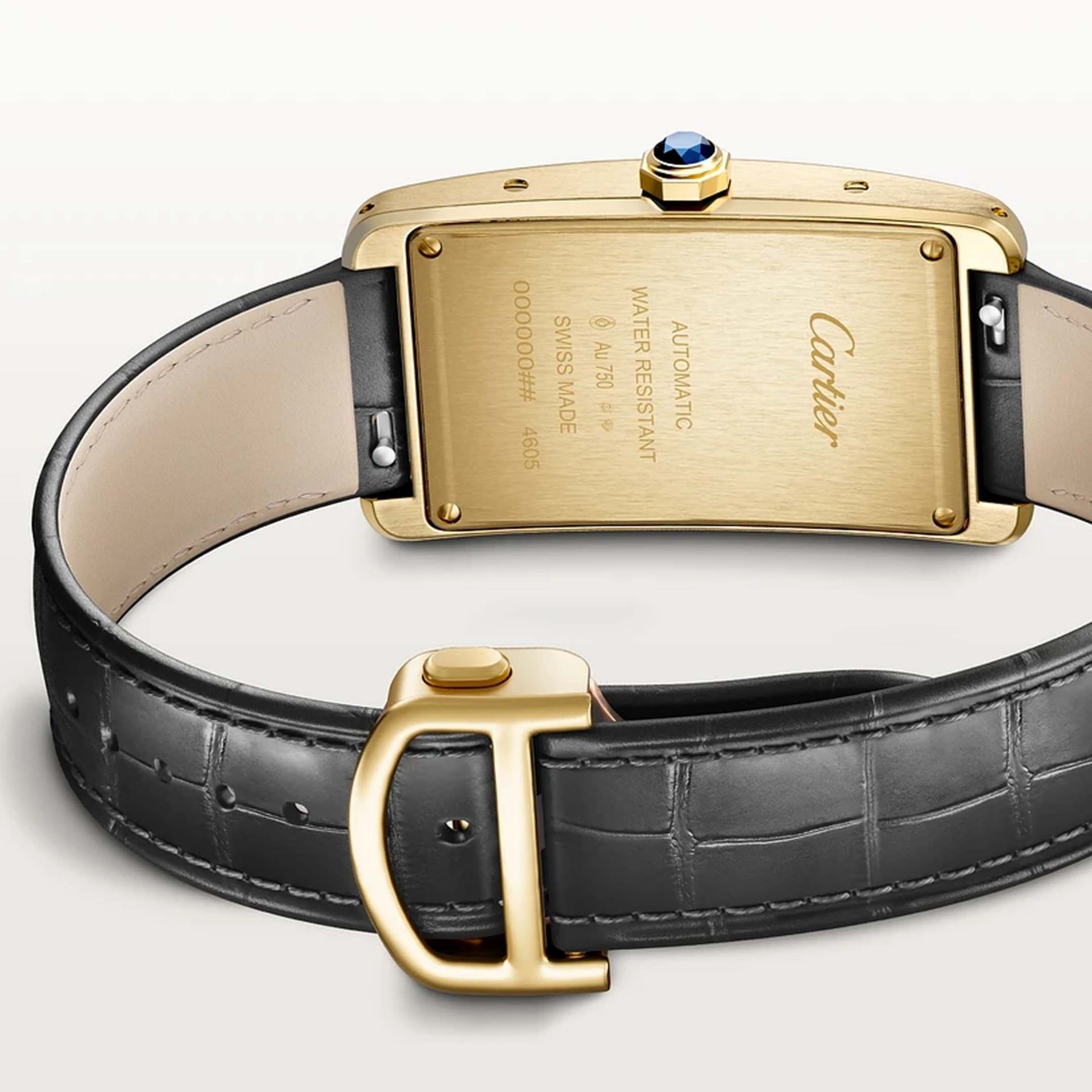 CARTIER Tank Américaine Modello Grande, Oro Giallo, Pelle 44.4 X 24.4 MM WGTA0295