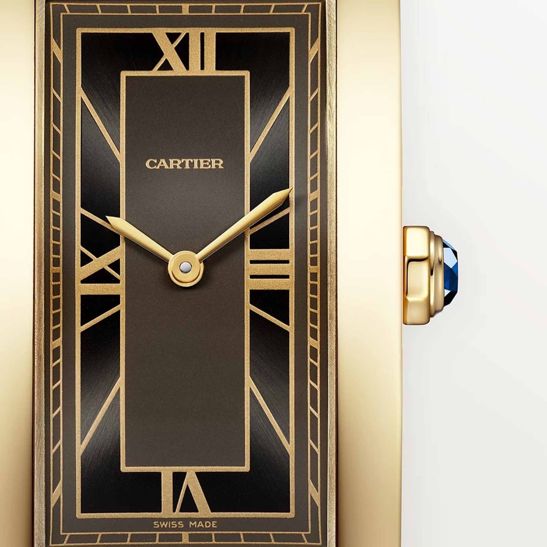 CARTIER Tank Américaine Modello Grande, Oro Giallo, Pelle 44.4 X 24.4 MM WGTA0295