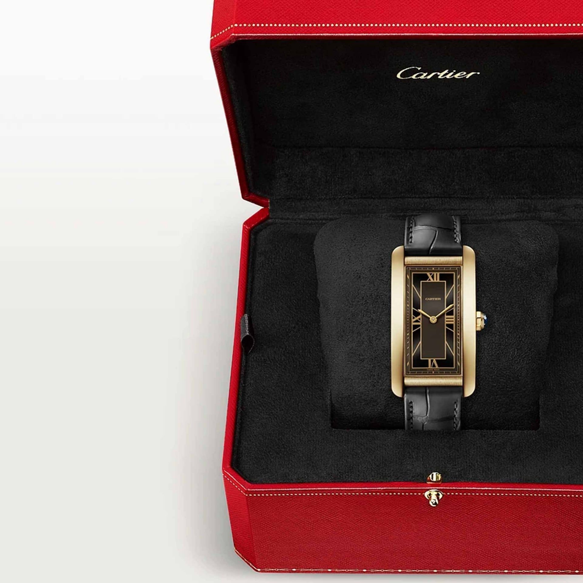 CARTIER Tank Américaine Modello Grande, Oro Giallo, Pelle 44.4 X 24.4 MM WGTA0295