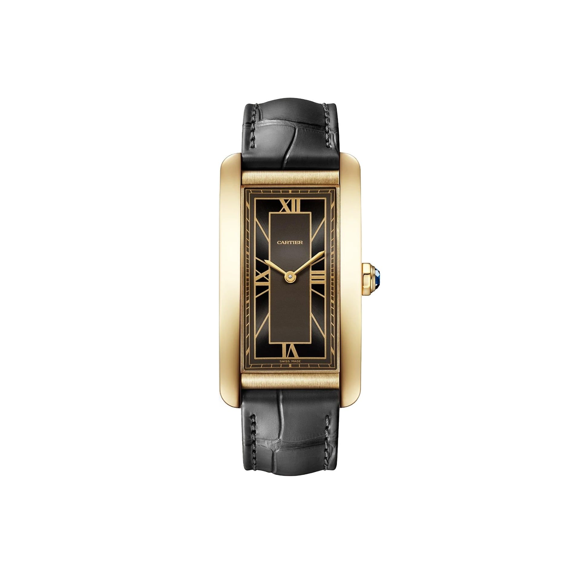 CARTIER Tank Américaine Modello Grande, Oro Giallo, Pelle 44.4 X 24.4 MM WGTA0295