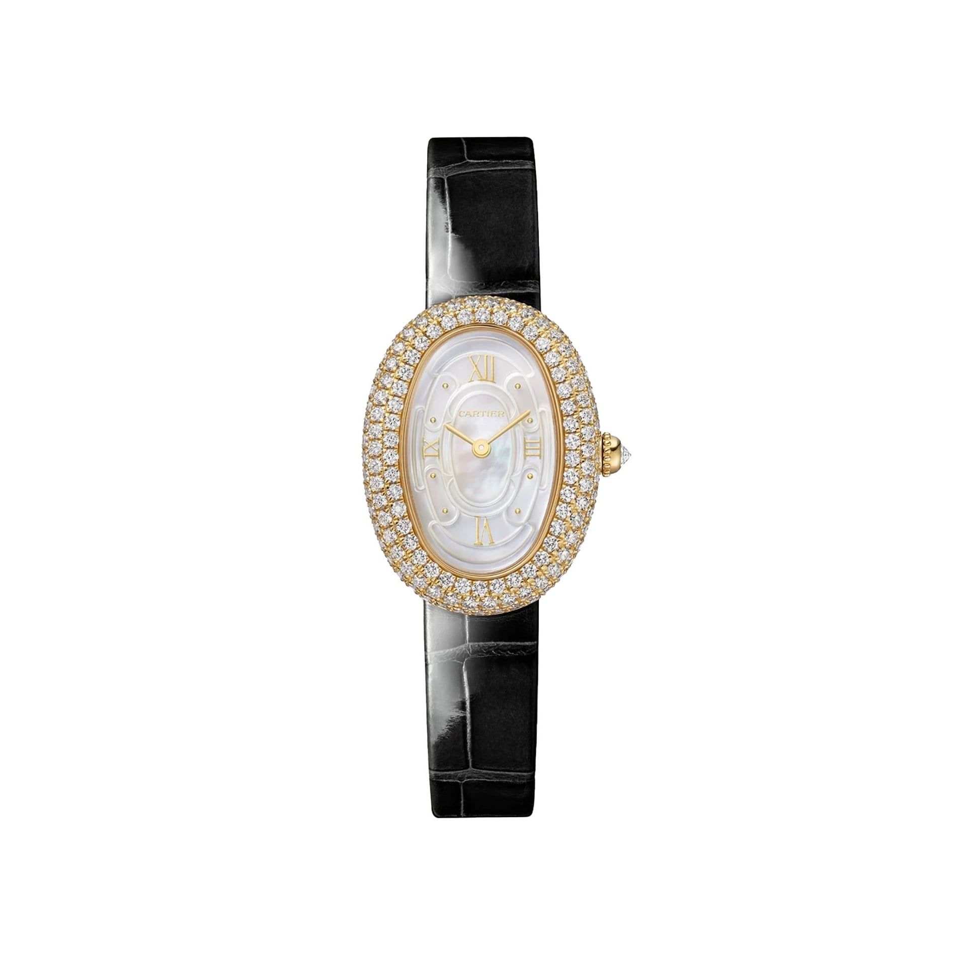 CARTIER Baignoire Modello Piccolo, Oro Giallo, Diamanti, Pelle 31.4 X 23.1 MM WJBA0043