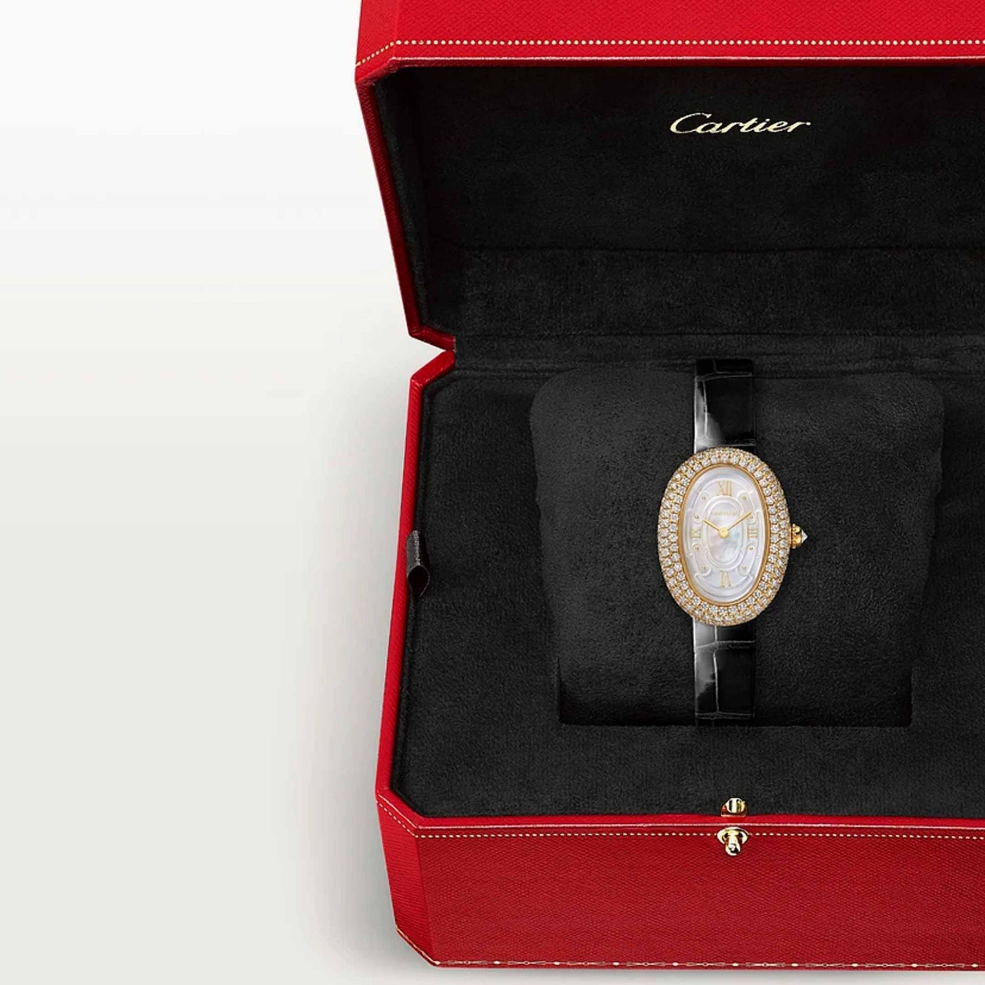 CARTIER Baignoire Modello Piccolo, Oro Giallo, Diamanti, Pelle 31.4 X 23.1 MM WJBA0043