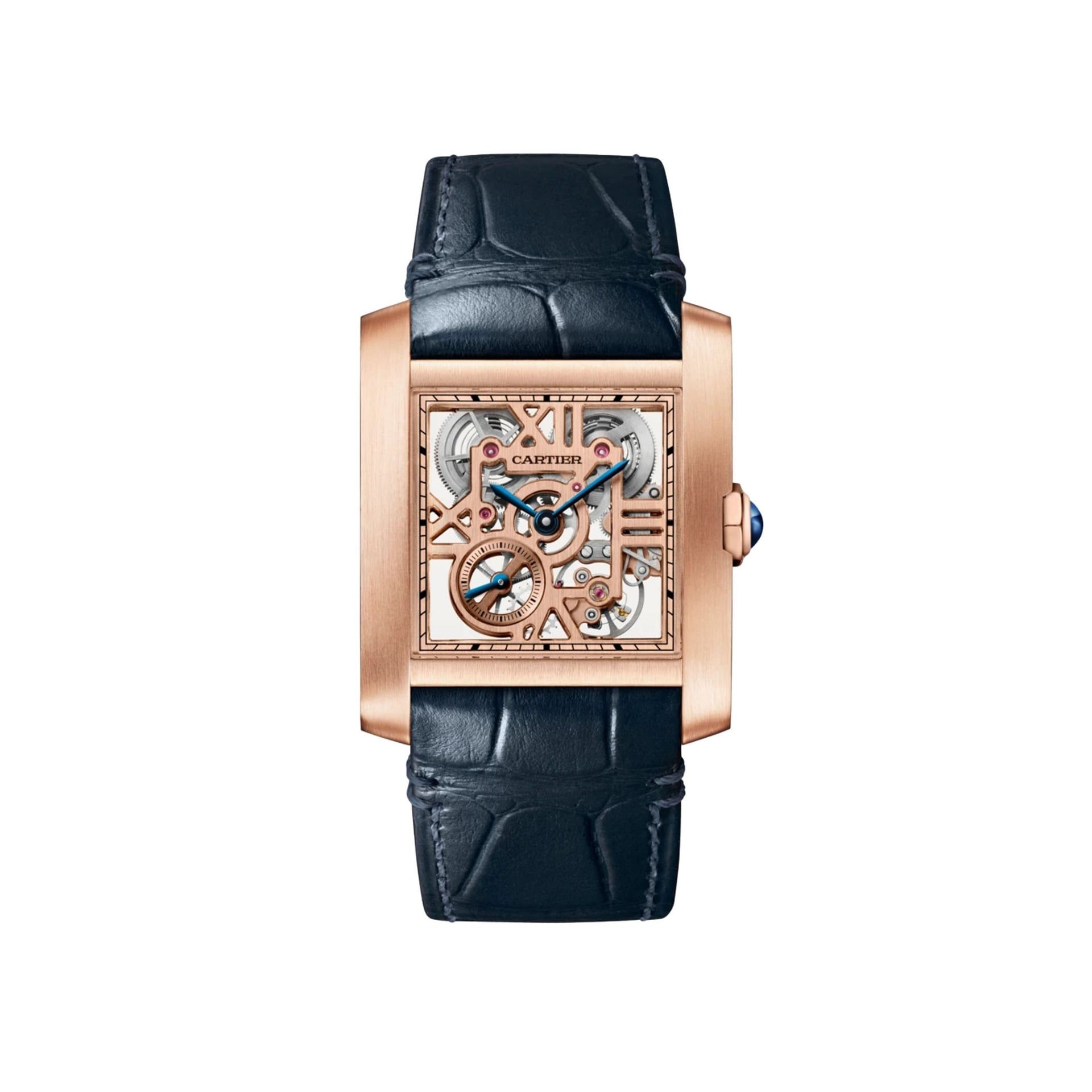 CARTIER Tank Française Scheletrato Modello Grande, Oro Rosa, Pelle 36.7 X 30.5 MM WHTA0027