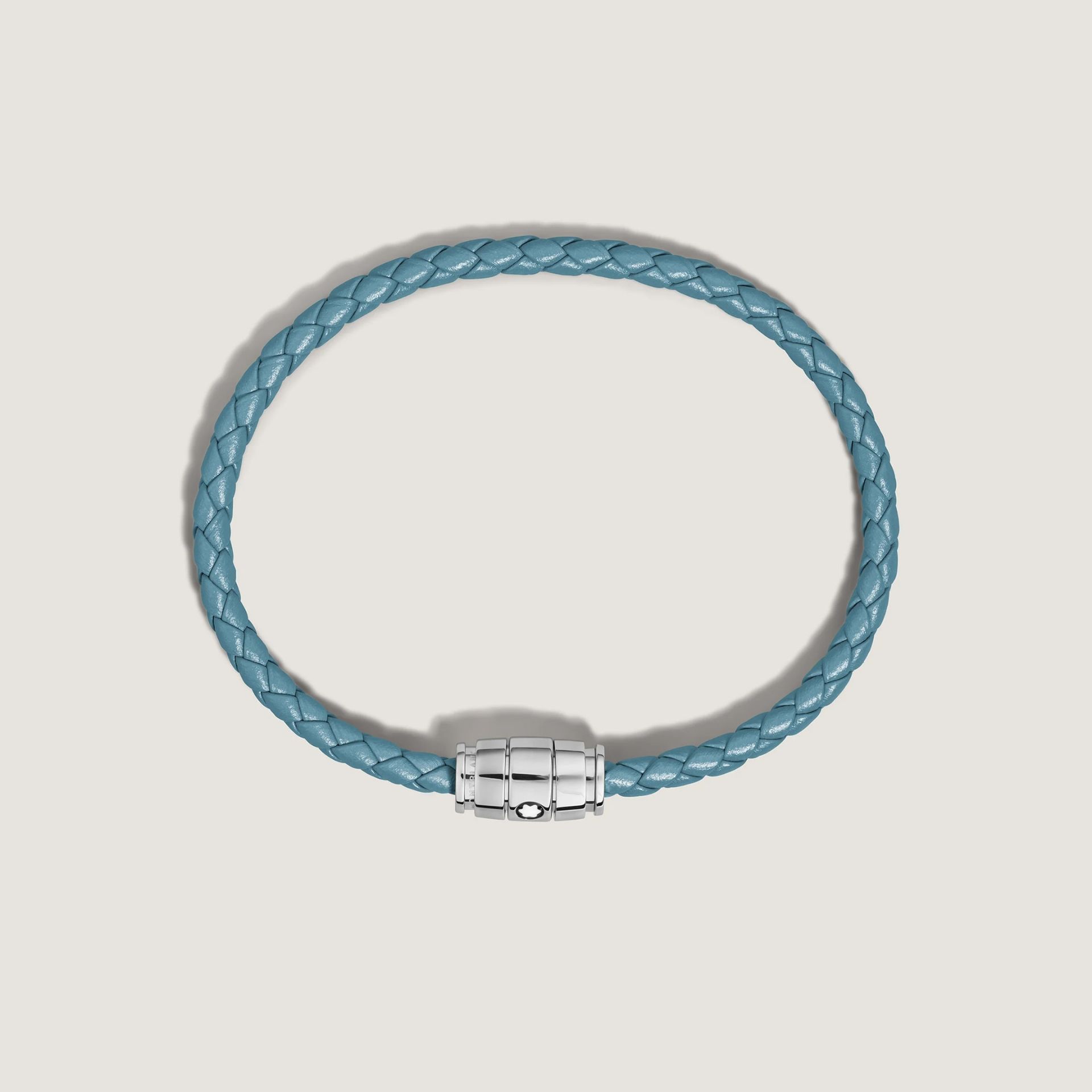 MONTBLANC Bracciale in Acciaio a 3 Anelli Meisterstück in Pelle Blu Fumé  13429360
