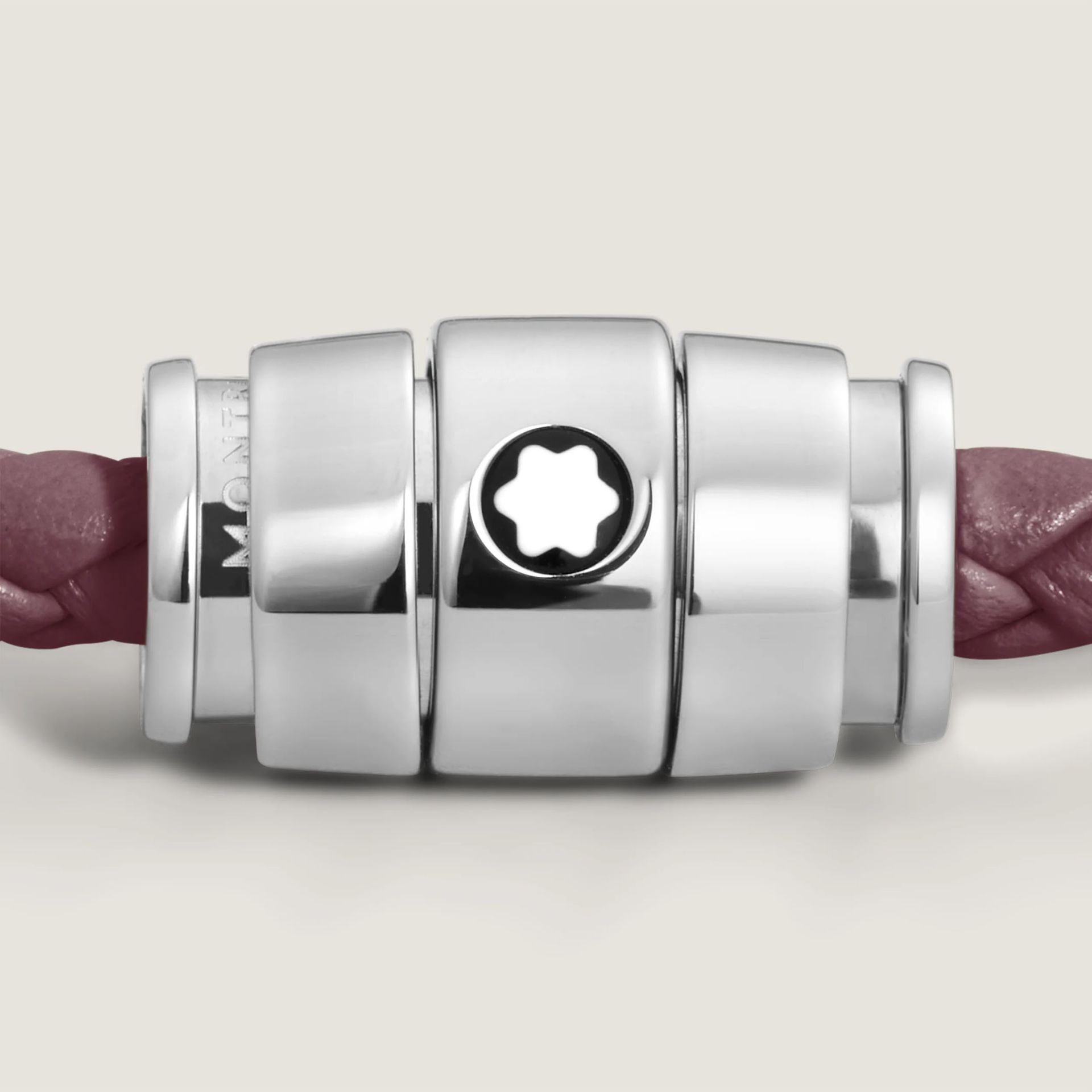 MONTBLANC Bracciale in Acciaio a 3 Anelli Meisterstück in Pelle Cassis  13431360