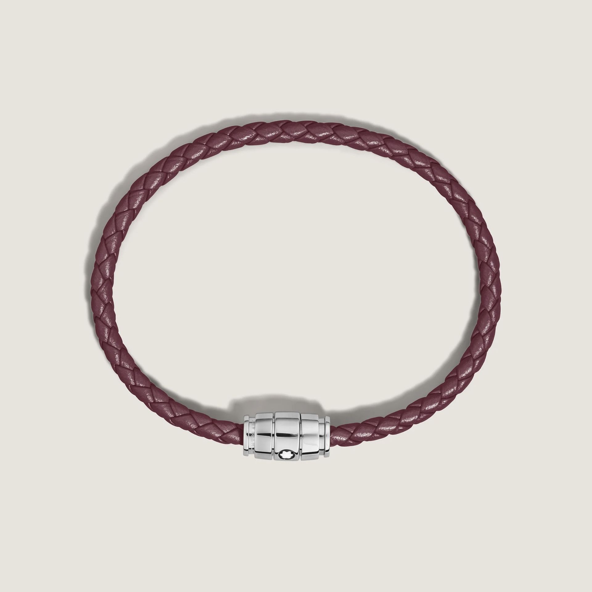 MONTBLANC Bracciale in Acciaio a 3 Anelli Meisterstück in Pelle Cassis  13431360