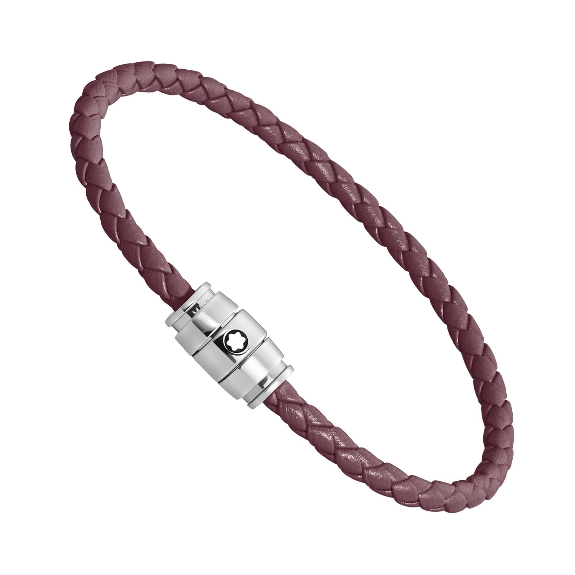 MONTBLANC Bracciale in Acciaio a 3 Anelli Meisterstück in Pelle Cassis  13431360
