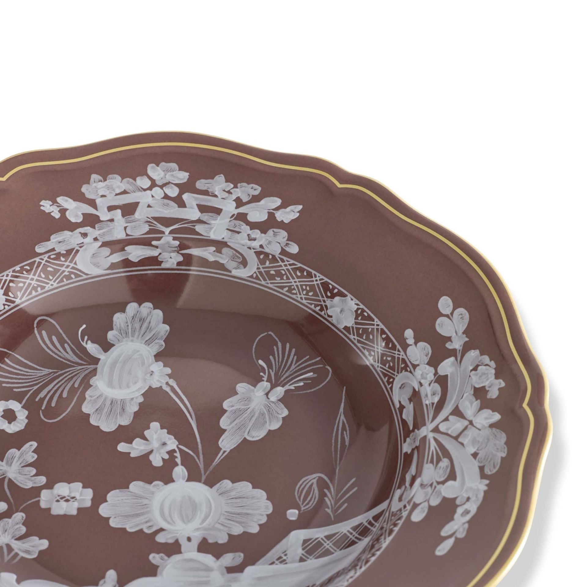 GINORI 1735 Piatto Fondo Oriente Italiano Castagna Ø 24 CM 003RG00 FPT210010240G00135800 