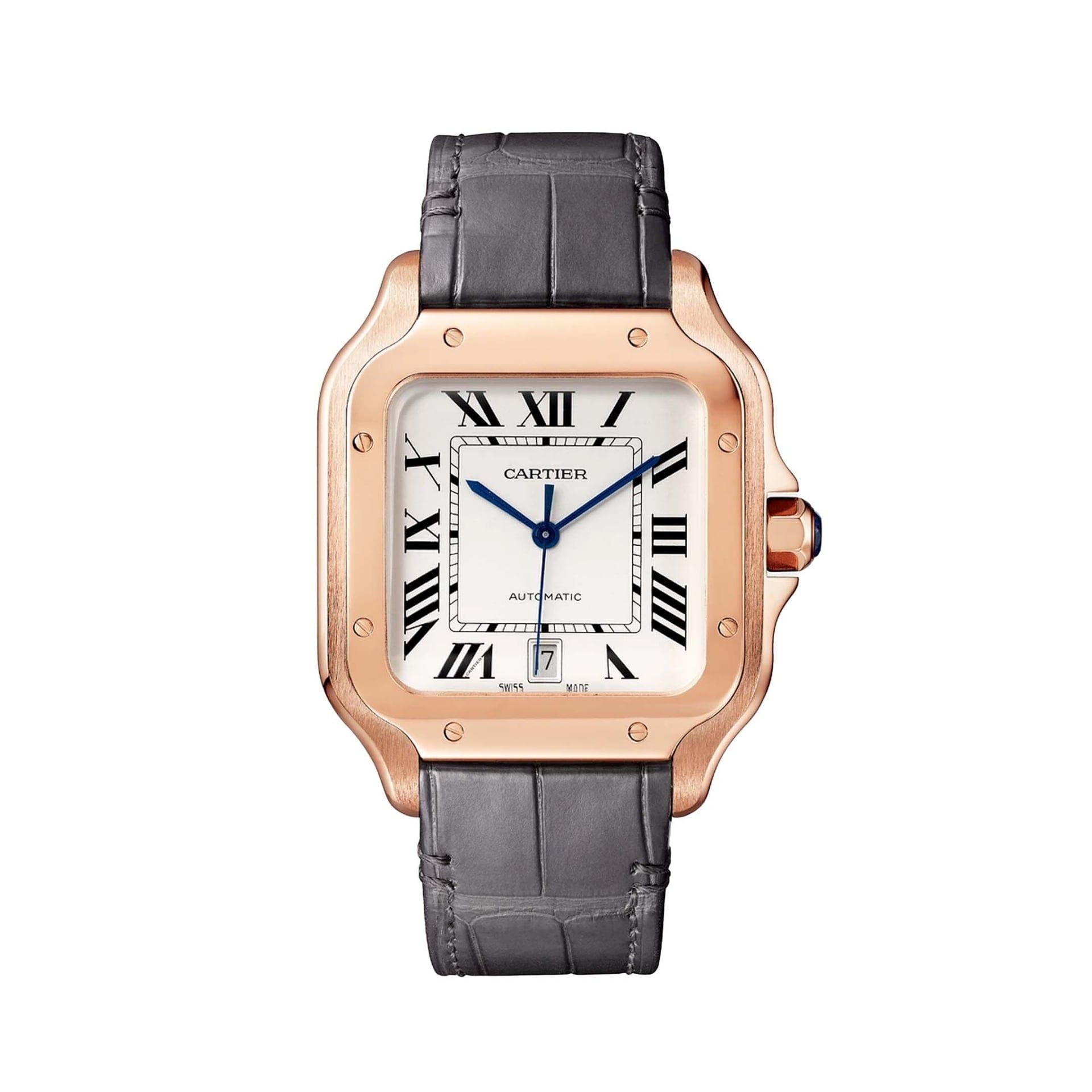 CARTIER Santos De Cartier Modello Grande, Oro Rosa, Pelle 39.8 MM WGSA0019