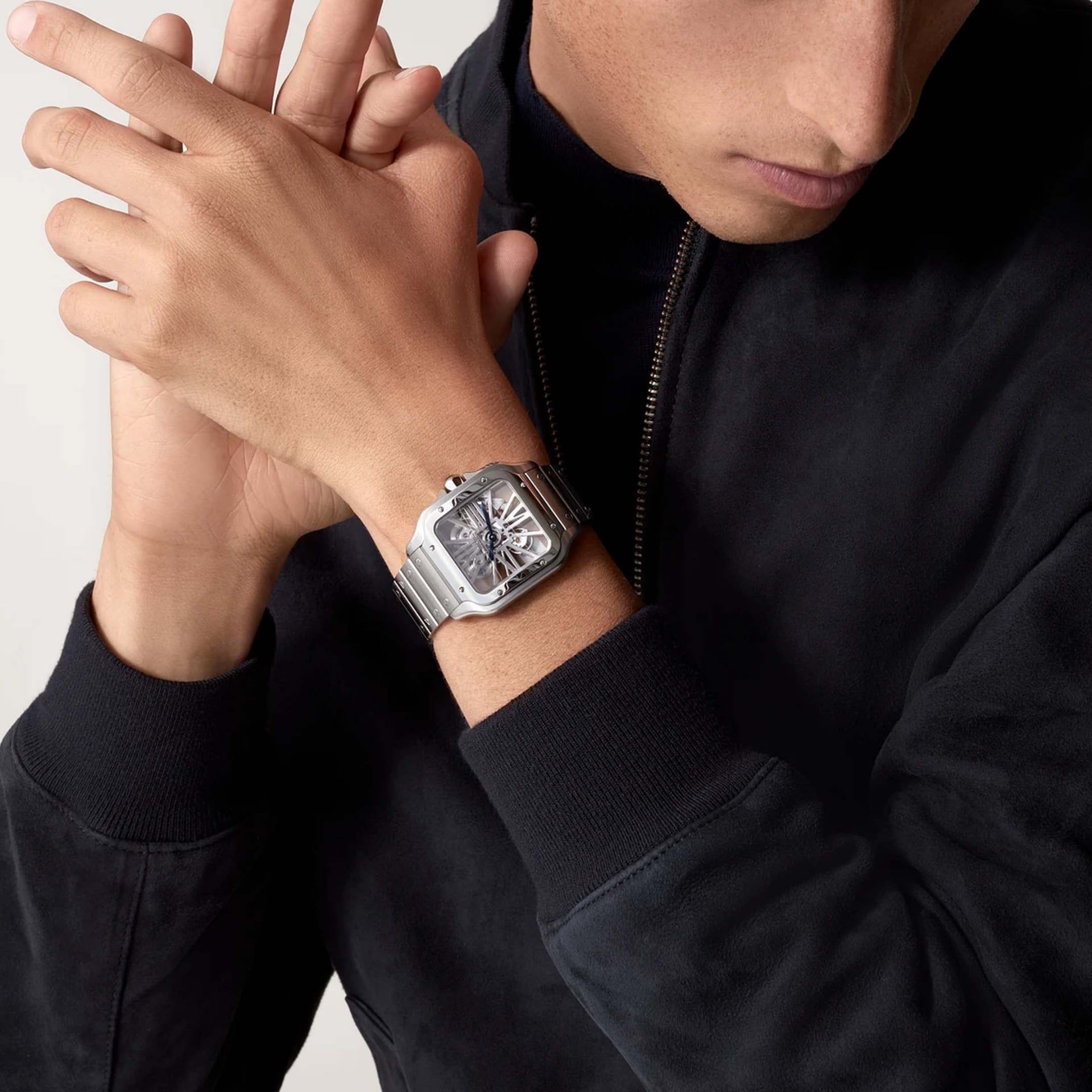 CARTIER Santos De Cartier Scheletrato Modello Grande, Acciaio 39.8 MM WHSA0015