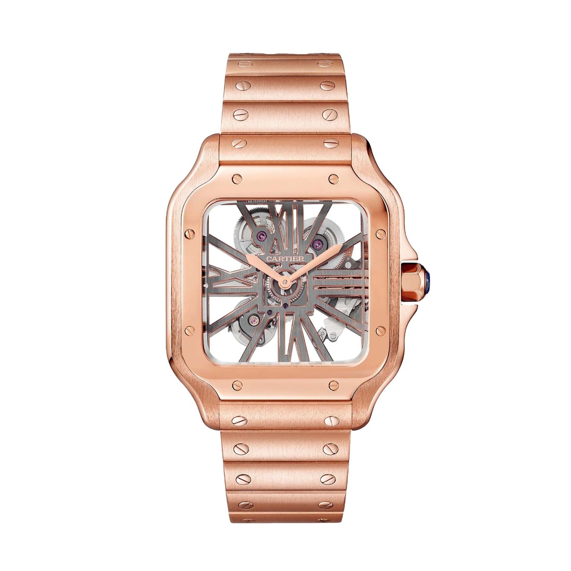 CARTIER Santos De Cartier Scheletrato Modello Grande, Oro Rosa 39,7 MM WHSA0016