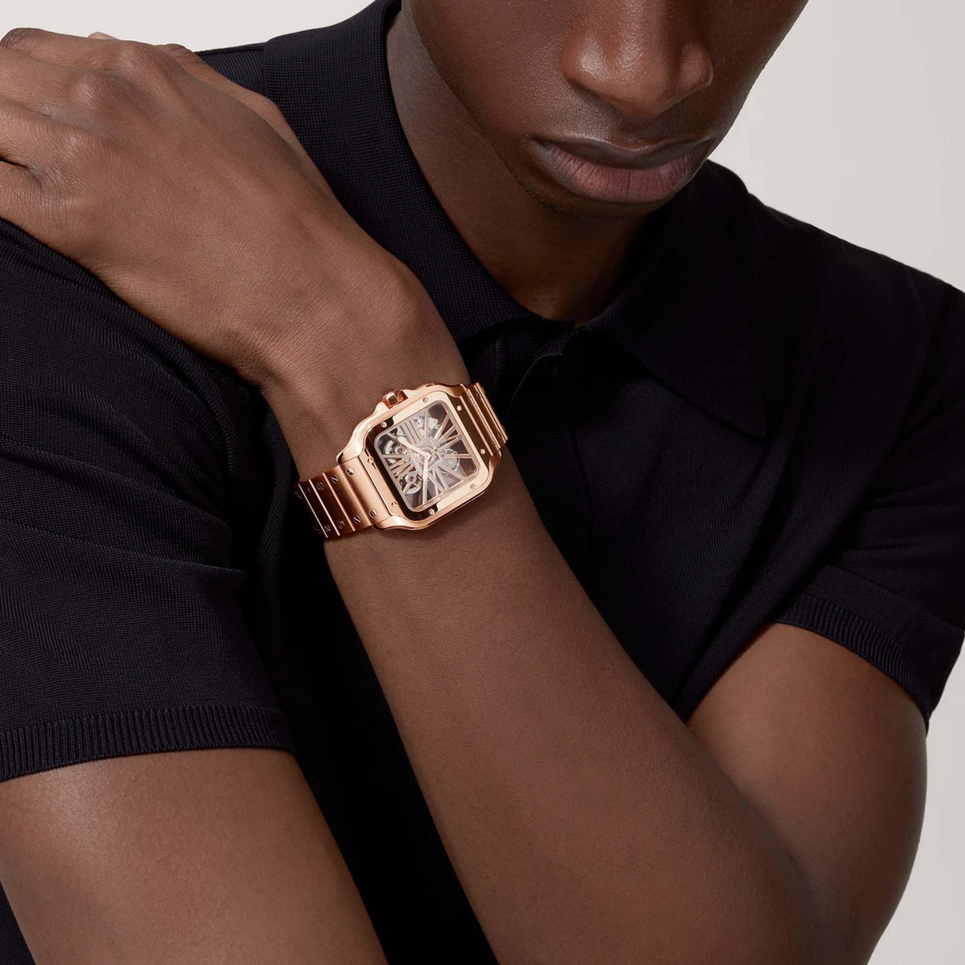 CARTIER Santos De Cartier Scheletrato Modello Grande, Oro Rosa 39,7 MM WHSA0016