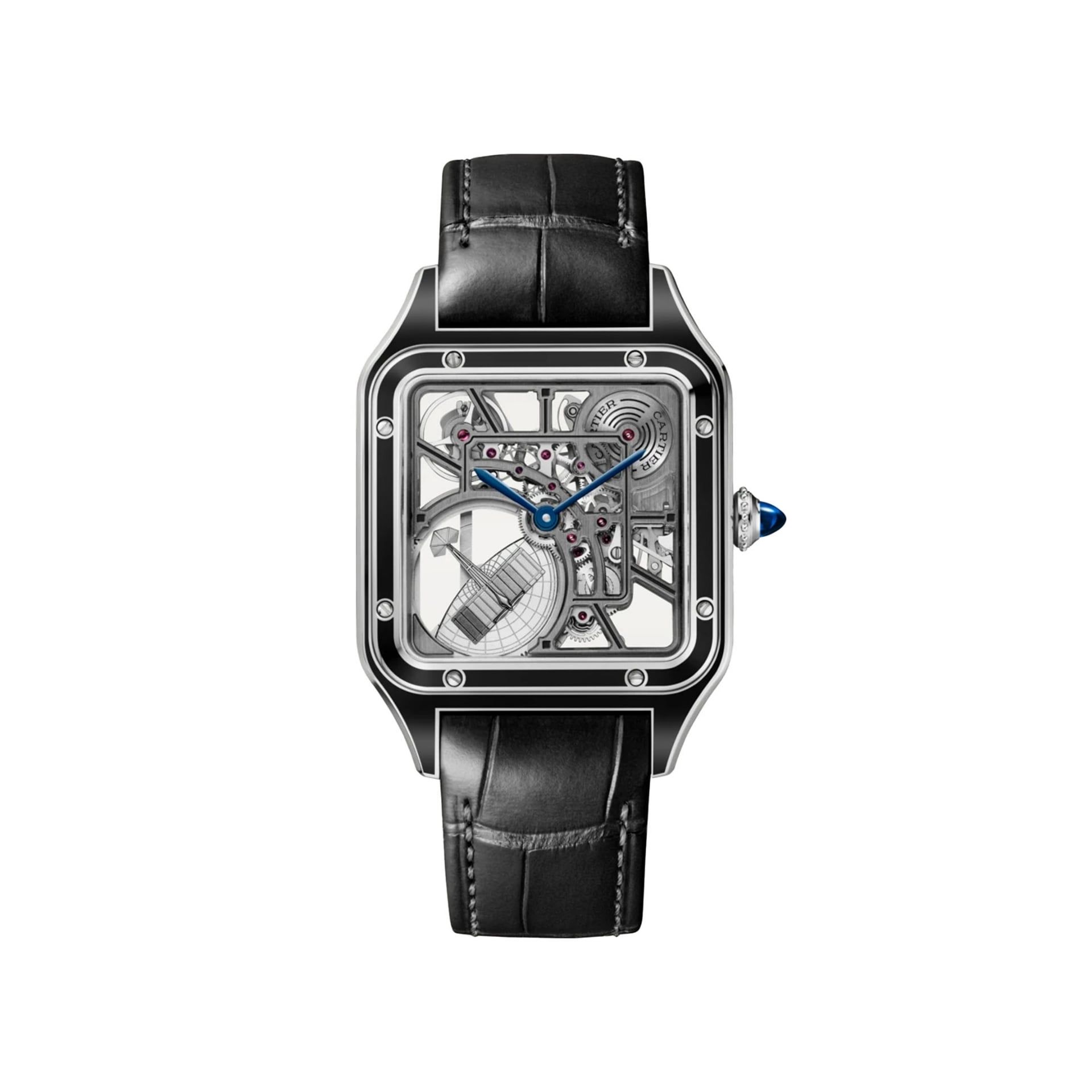 CARTIER Santos-Dumont Modello Grande, Scheletrato con Micro-Rotore  43,5 X 31,4 MM WHSA0044