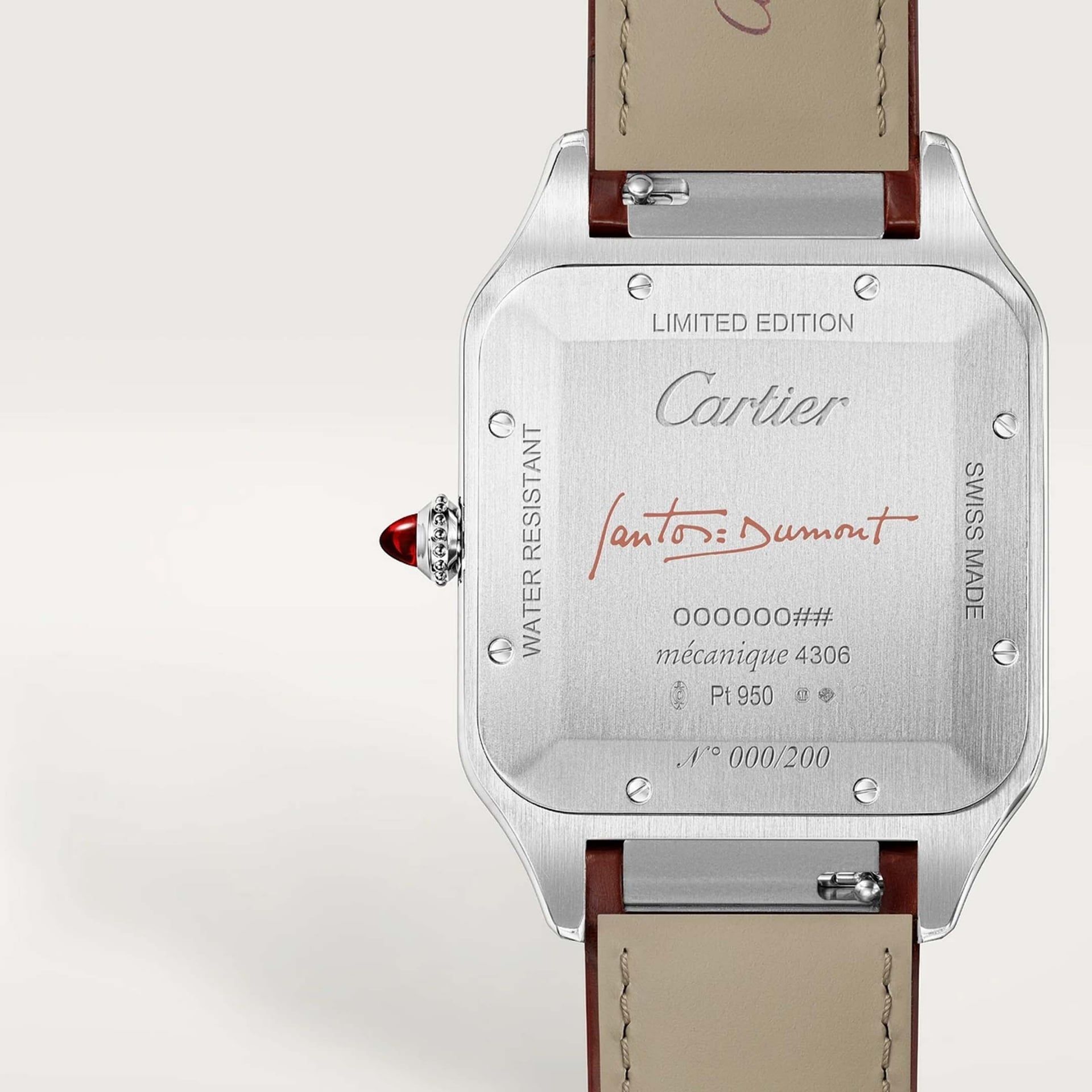 CARTIER Santos-Dumont Modello XL, Platino, Pelle 46.6 x 33.9 MM WGSA0113