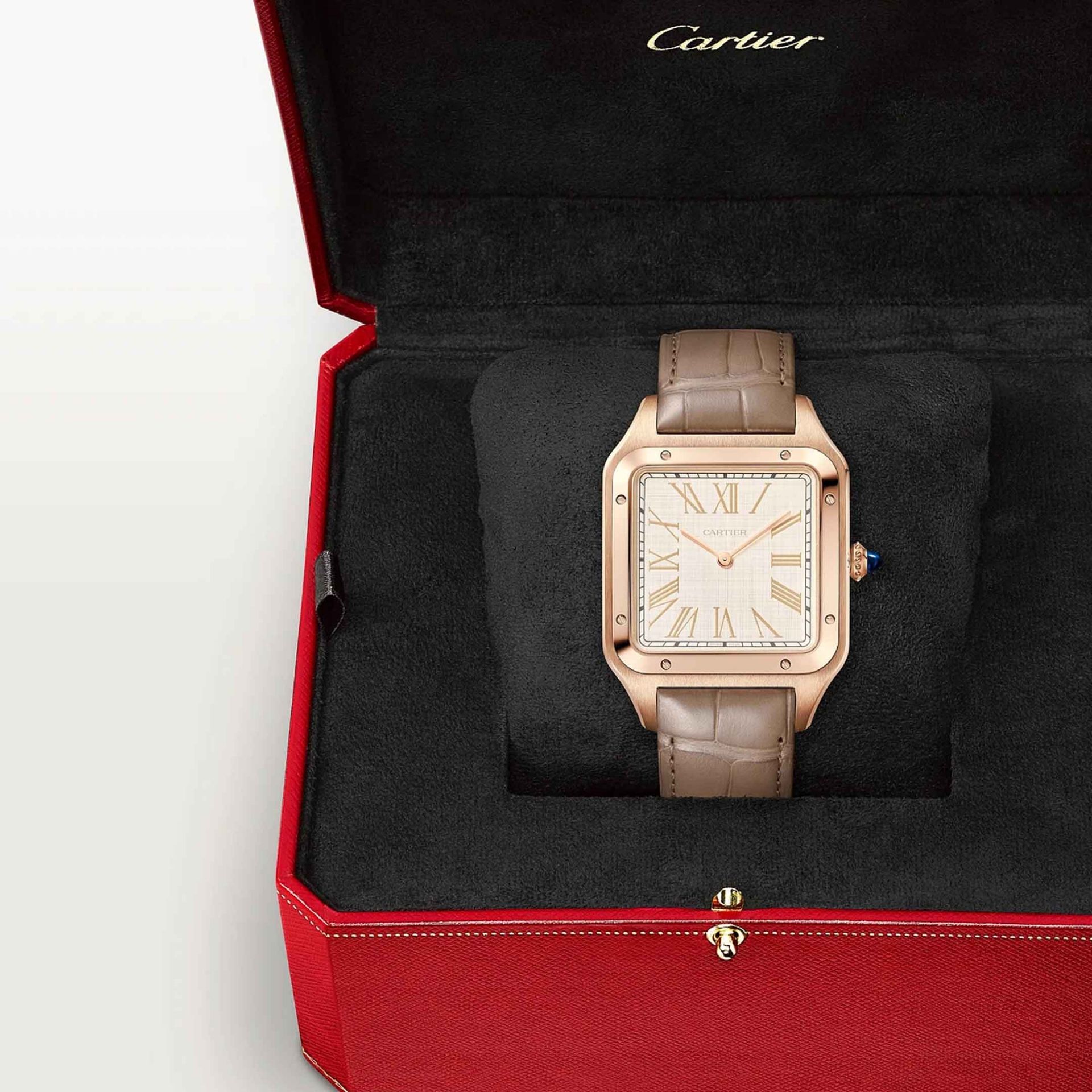 CARTIER Santos-Dumont Modello XL, Oro Rosa, Pelle 46,6 x 33,9 MM WGSA0112