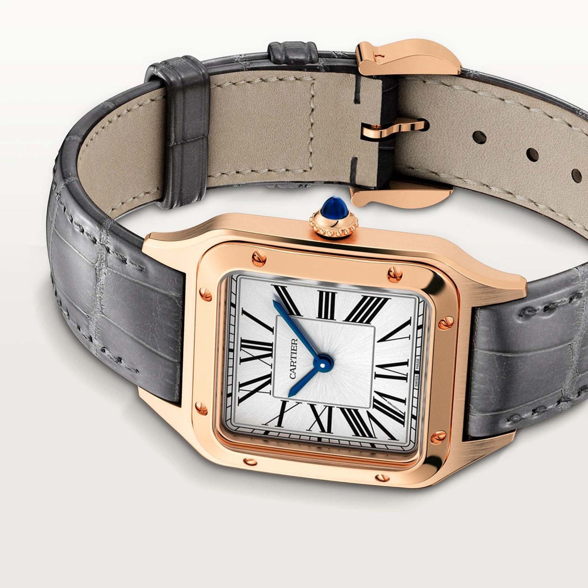 CARTIER Santos-Dumont Modello Grande, Oro Rosa, Pelle 43.5 X 31.4 MM WGSA0116