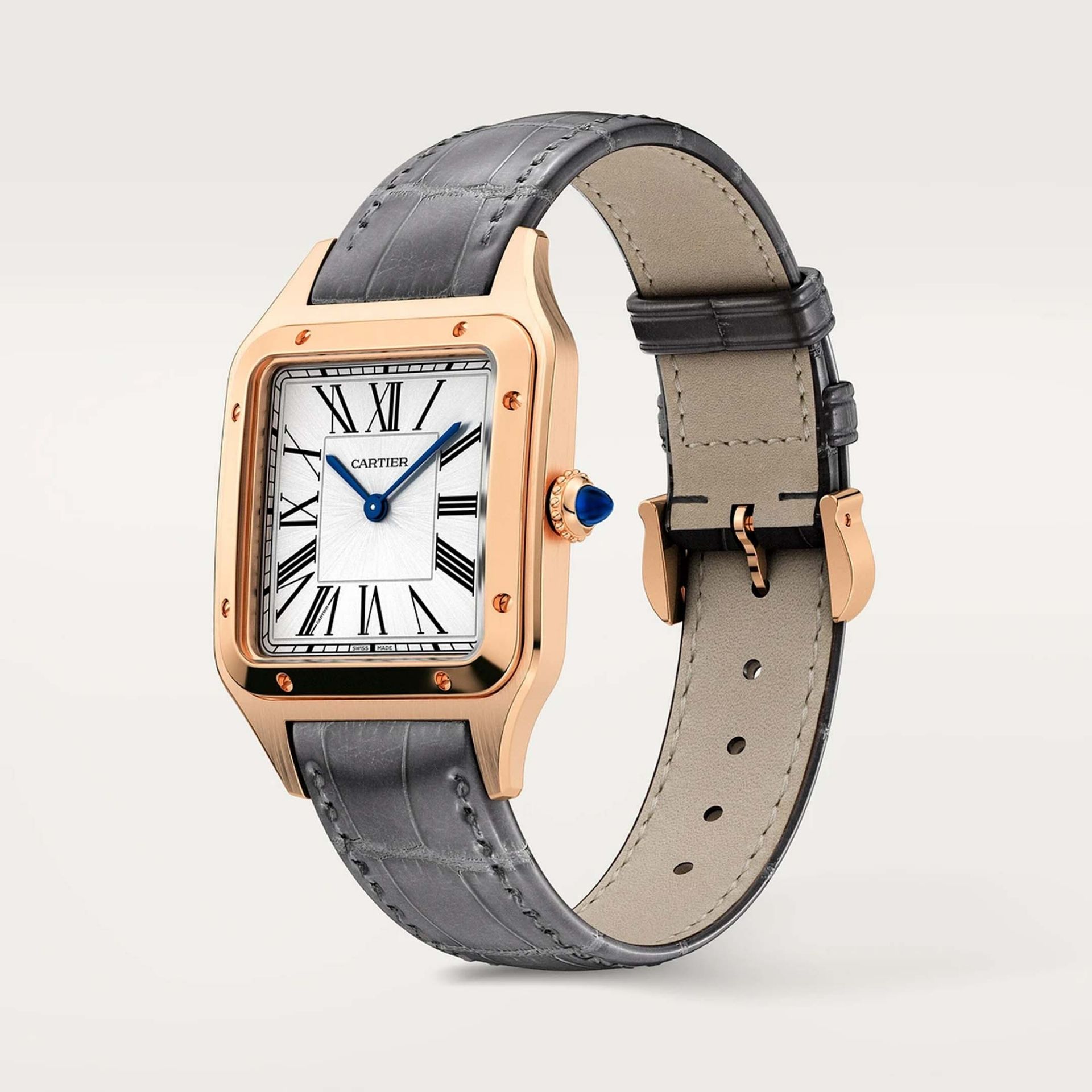 CARTIER Santos-Dumont Modello Grande, Oro Rosa, Pelle 43.5 X 31.4 MM WGSA0116