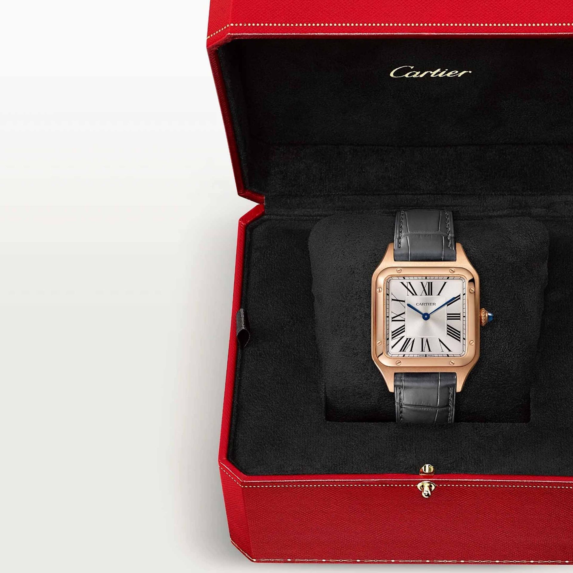 CARTIER Santos-Dumont Modello Grande, Oro Rosa, Pelle 43.5 X 31.4 MM WGSA0116