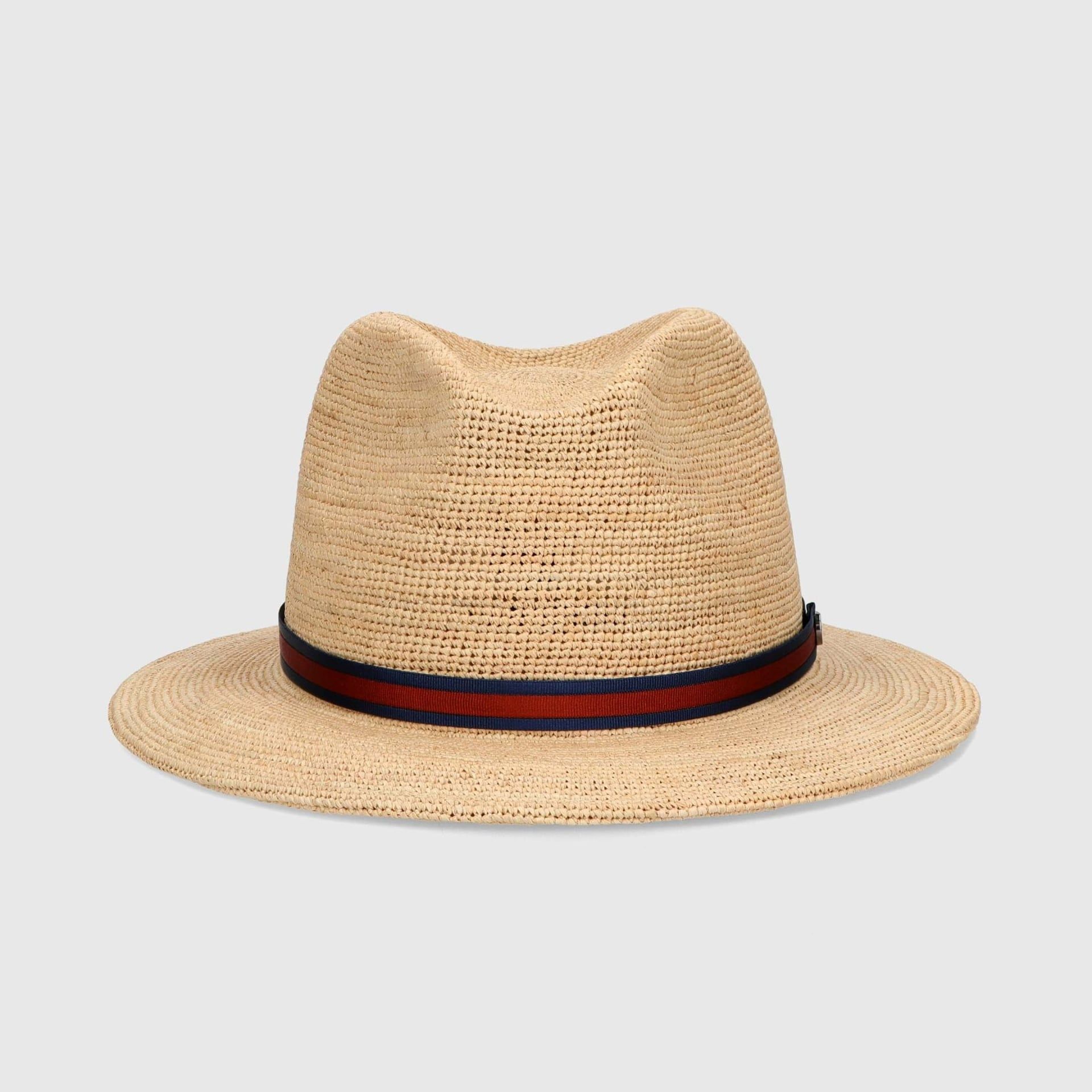 BORSALINO Cappello Argentina Rafia Crochet Fine Cinta Blu Reale/Arancio  141165-00G6