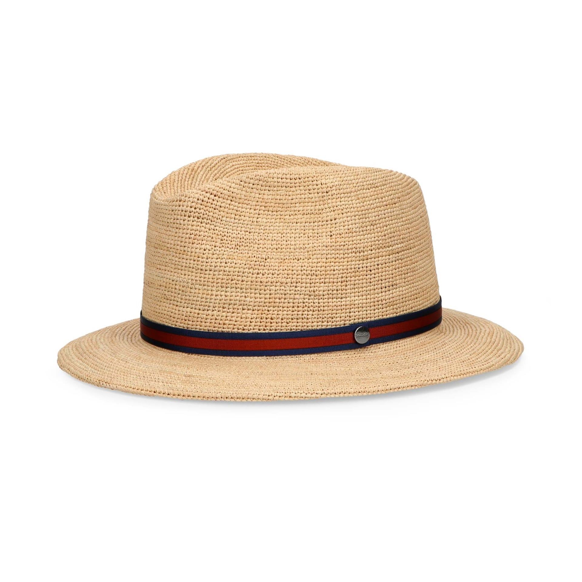 BORSALINO Cappello Argentina Rafia Crochet Fine Cinta Blu Reale/Arancio  141165-00G6