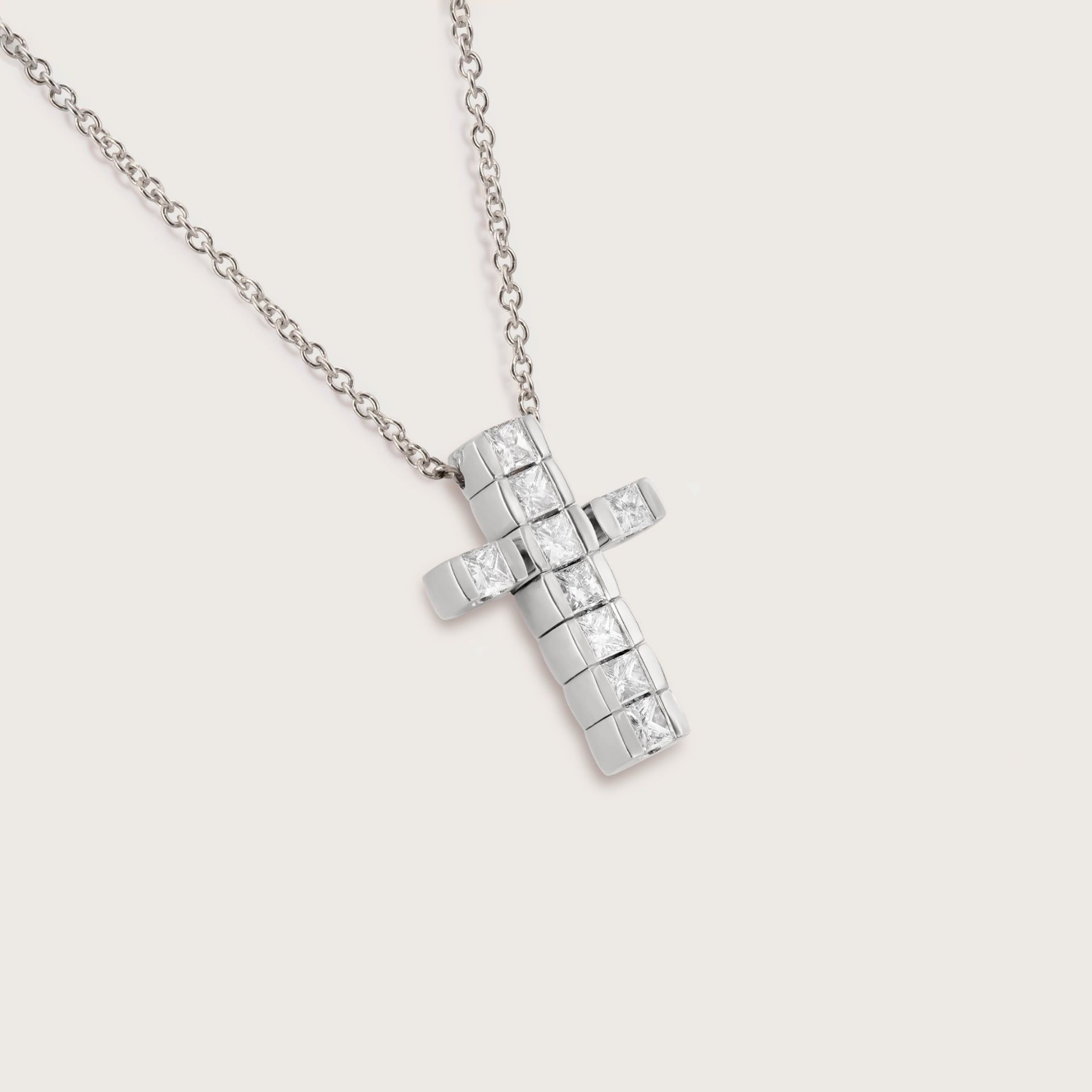 ASTRUA Ciondolo Petali Croce, Platino, Diamanti  PE96DP.2
