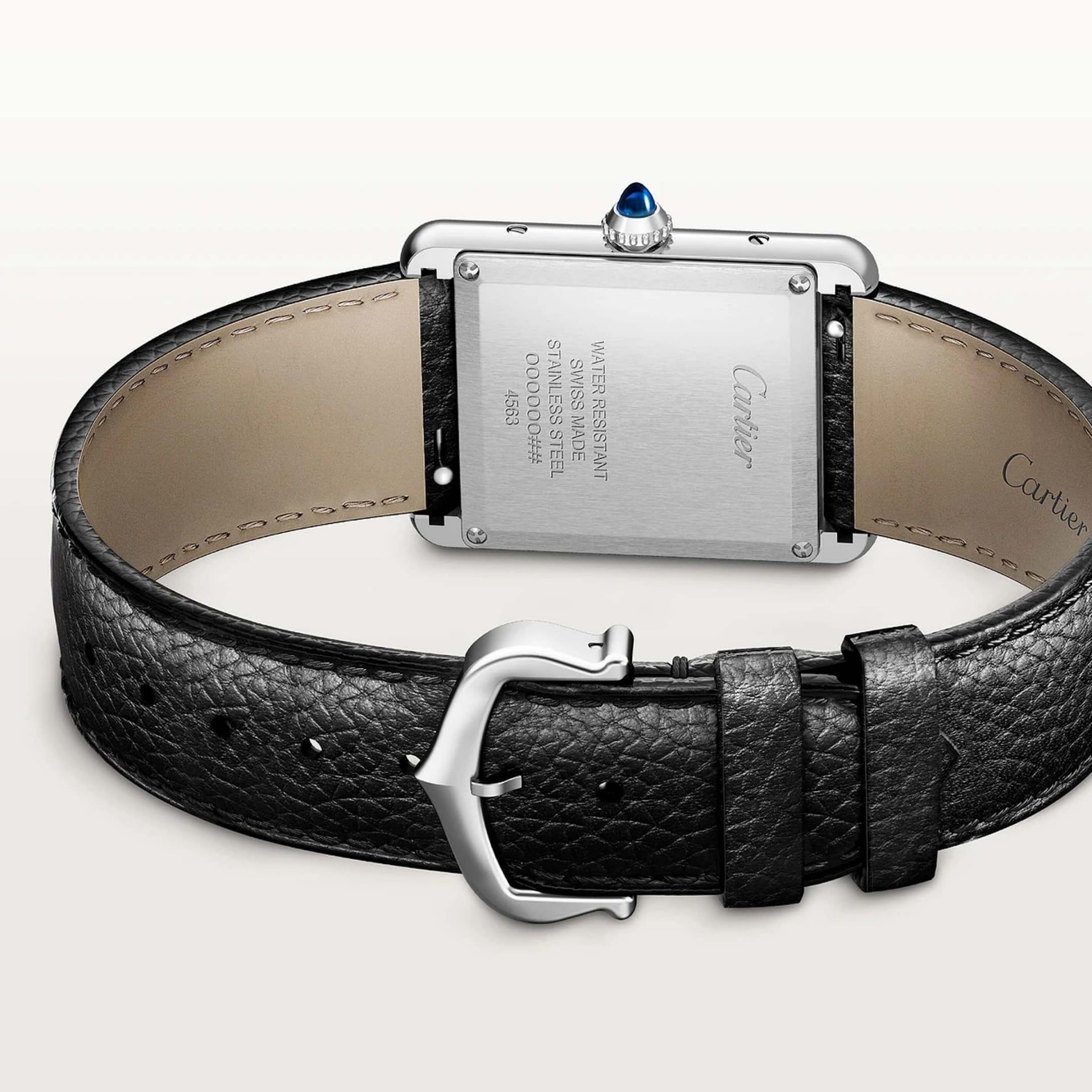 CARTIER Tank Must De Cartier Modello Grande, Acciaio, Pelle, Solarbeat™ 33,7 x 25,5 MM WSTA0138