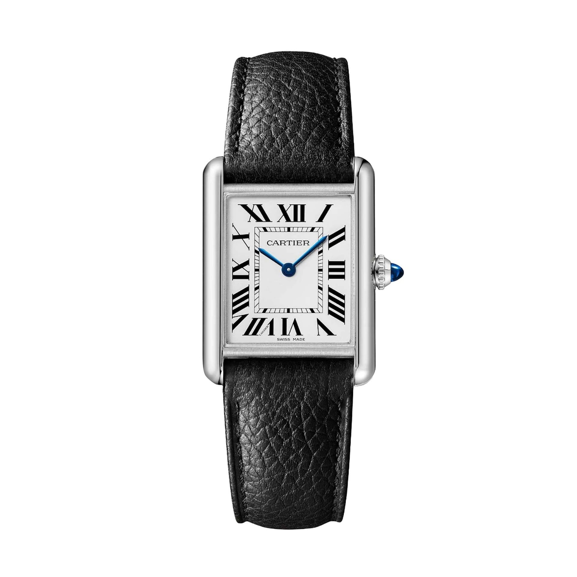 CARTIER Tank Must De Cartier Modello Grande, Acciaio, Pelle, Solarbeat™ 33,7 x 25,5 MM WSTA0138