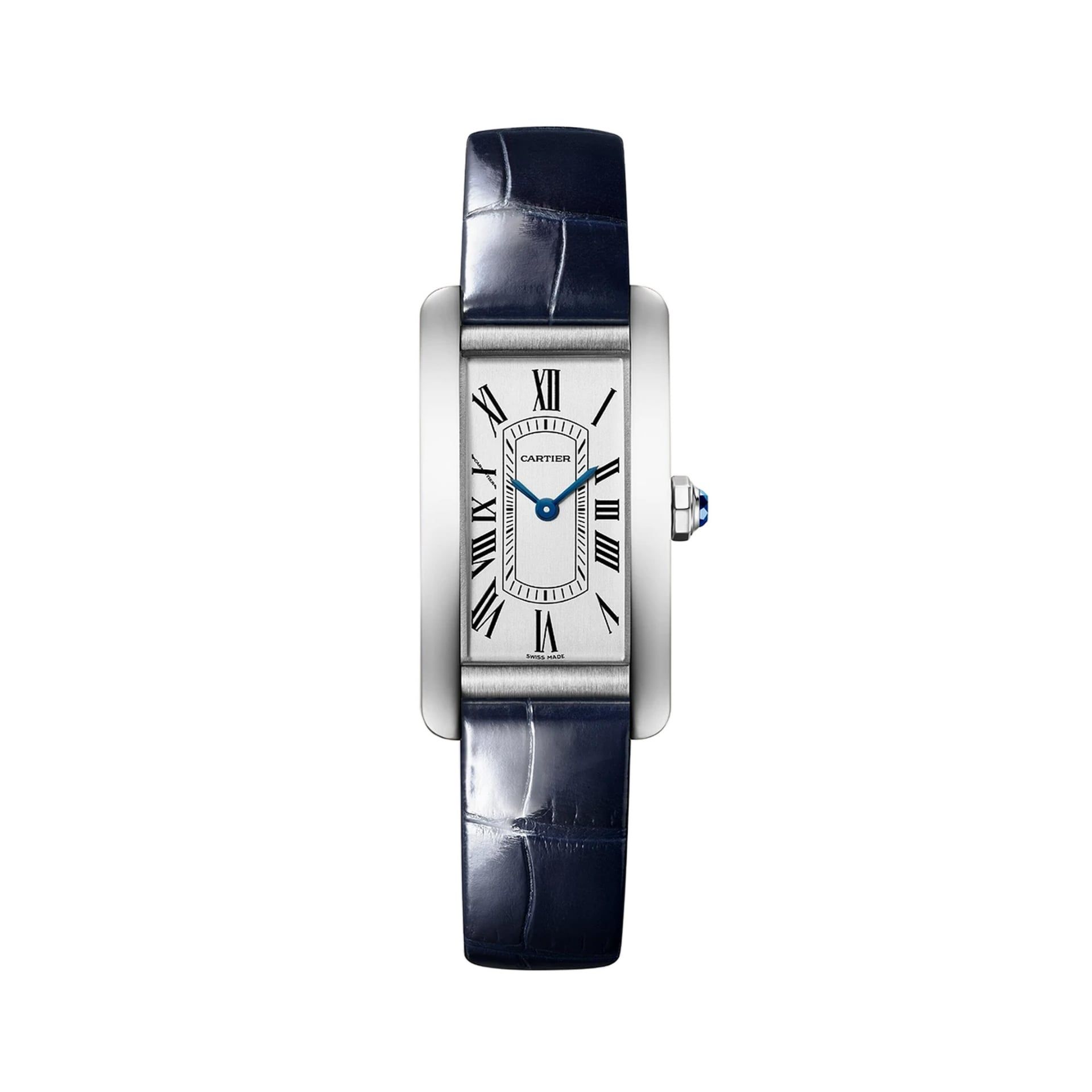 CARTIER Tank Américaine Modello Piccolo, Acciaio, Pelle 35,4 X 19,4 MM WSTA0117