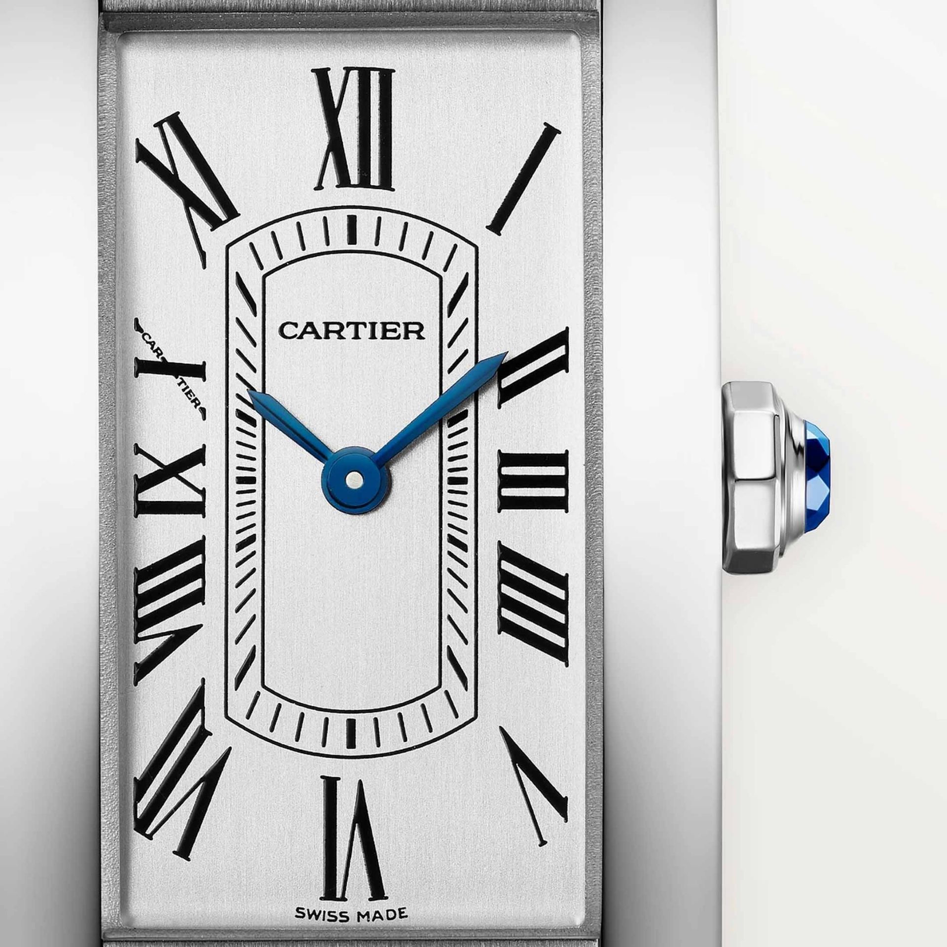 CARTIER Tank Américaine Modello Piccolo, Acciaio, Pelle 35,4 X 19,4 MM WSTA0117