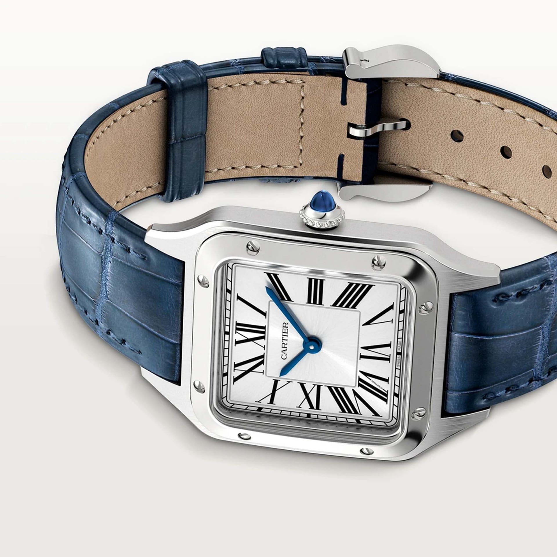 CARTIER Santos-Dumont Modello Piccolo, Acciaio, Pelle 38 X 27.5 MM WSSA0086