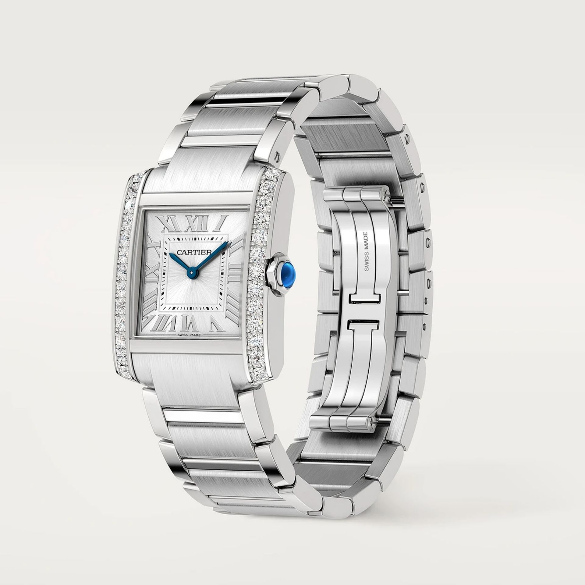 CARTIER Tank Française Modello Medio, Acciaio, Diamanti 32 X 27 MM W4TA0028