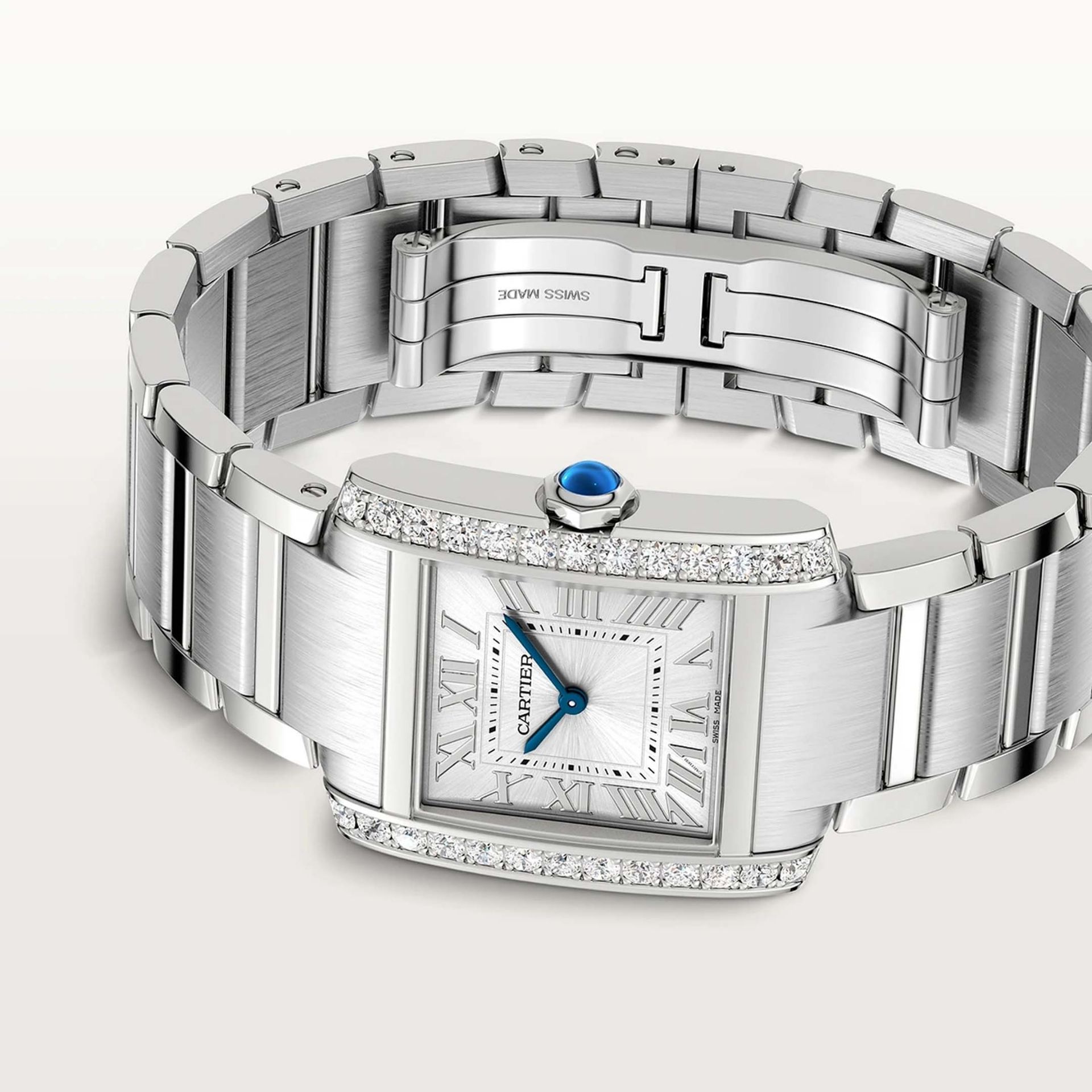 CARTIER Tank Française Modello Medio, Acciaio, Diamanti 32 X 27 MM W4TA0028