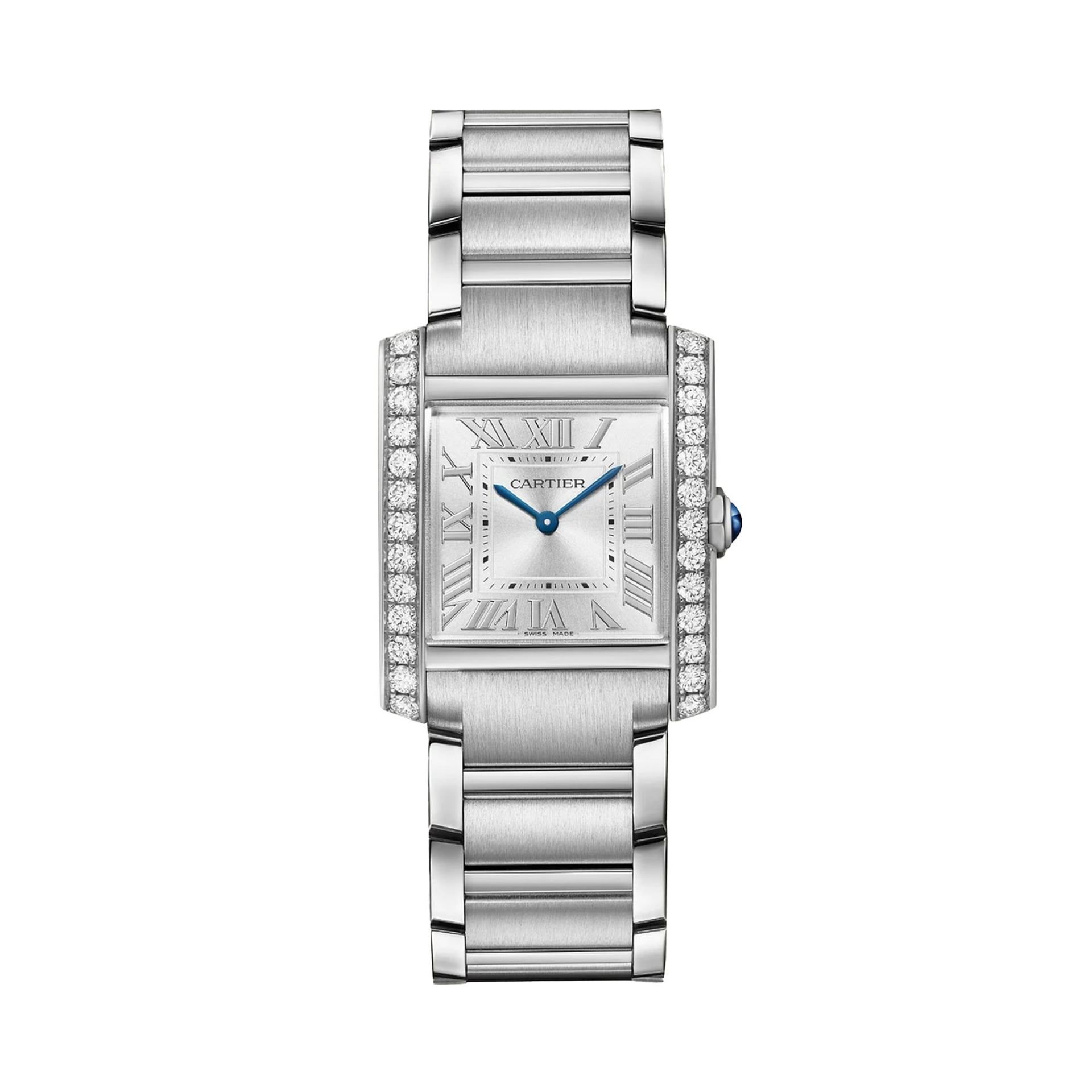 CARTIER Tank Française Modello Medio, Acciaio, Diamanti 32 X 27 MM W4TA0028