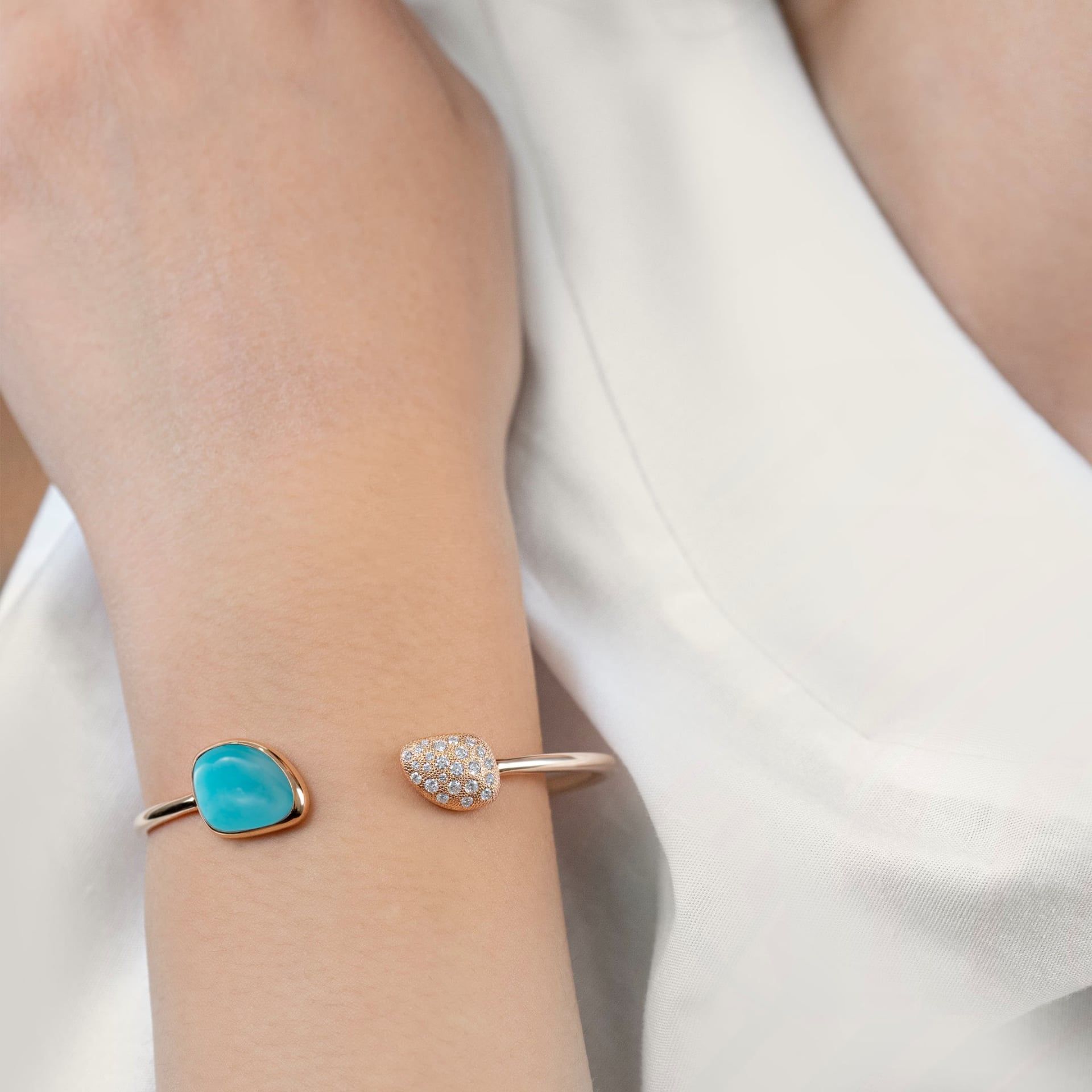 ASTRUA Bracciale Mykonos, Oro Rosa, Diamanti, Turchese  MI85PDCTURCN.M