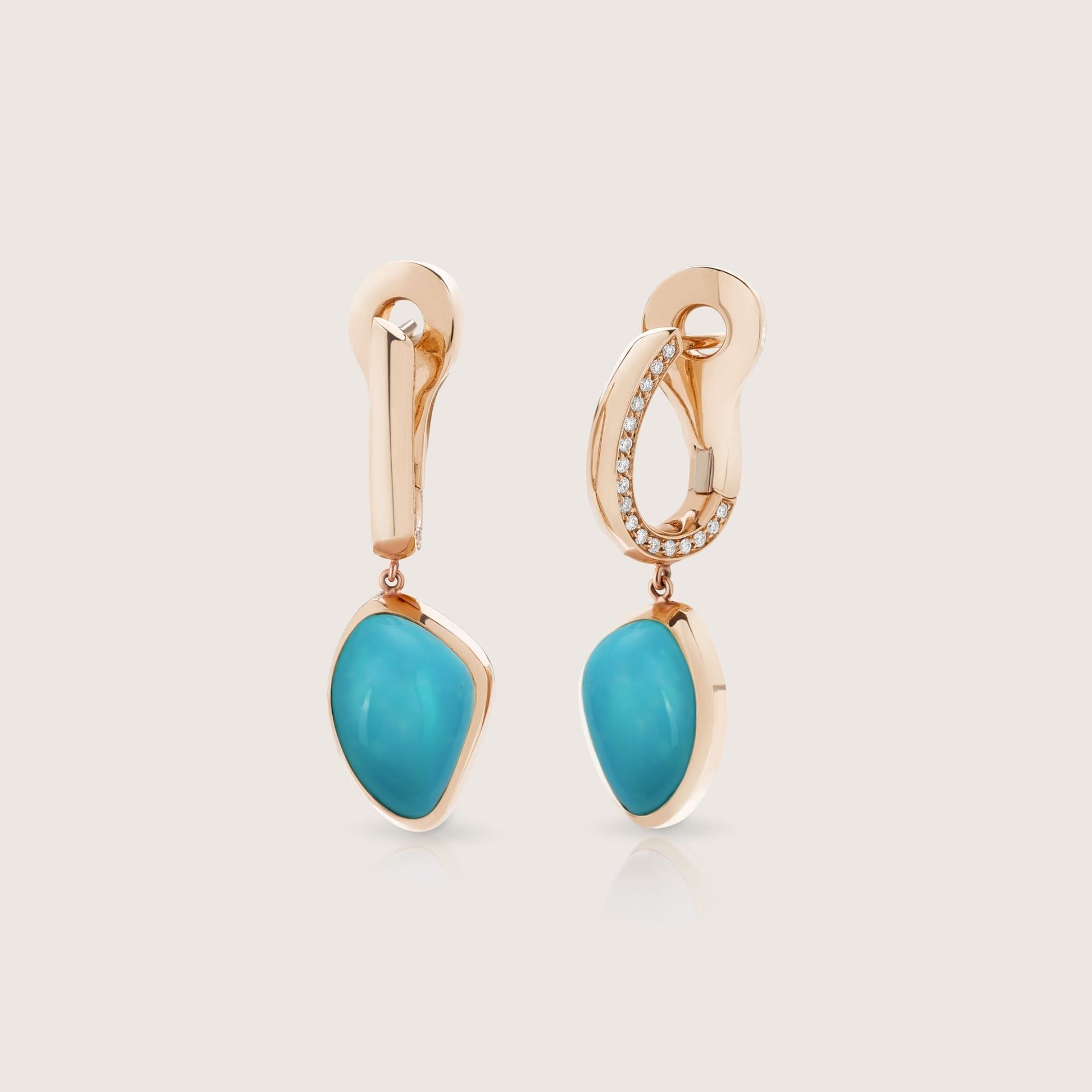 ASTRUA Orecchini Mykonos, Oro Rosa, Diamanti, Turchese  MI25DLCTUR.S