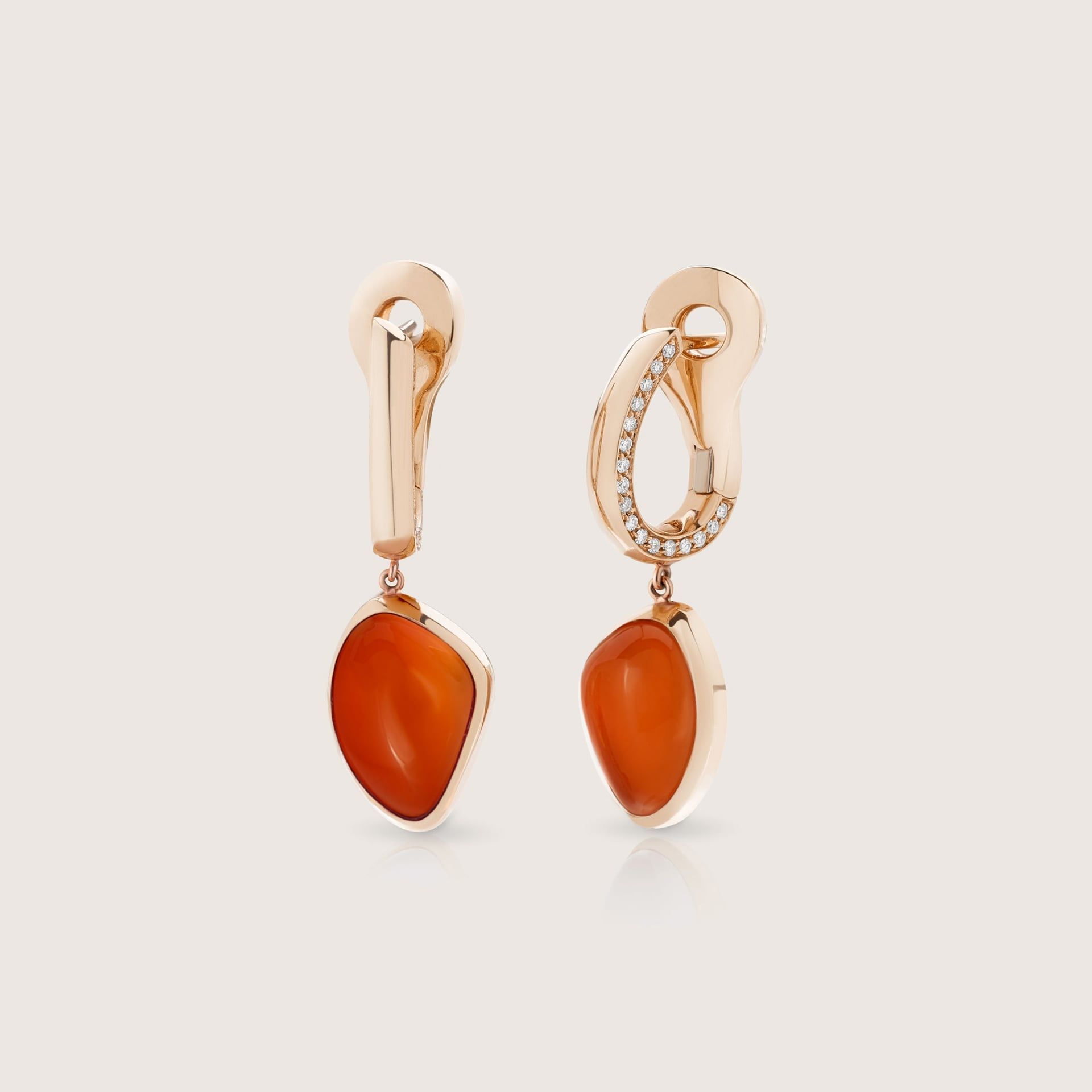 ASTRUA Orecchini Mykonos, Oro Rosa, Diamanti, Corniola  MI25DLCCOR.S