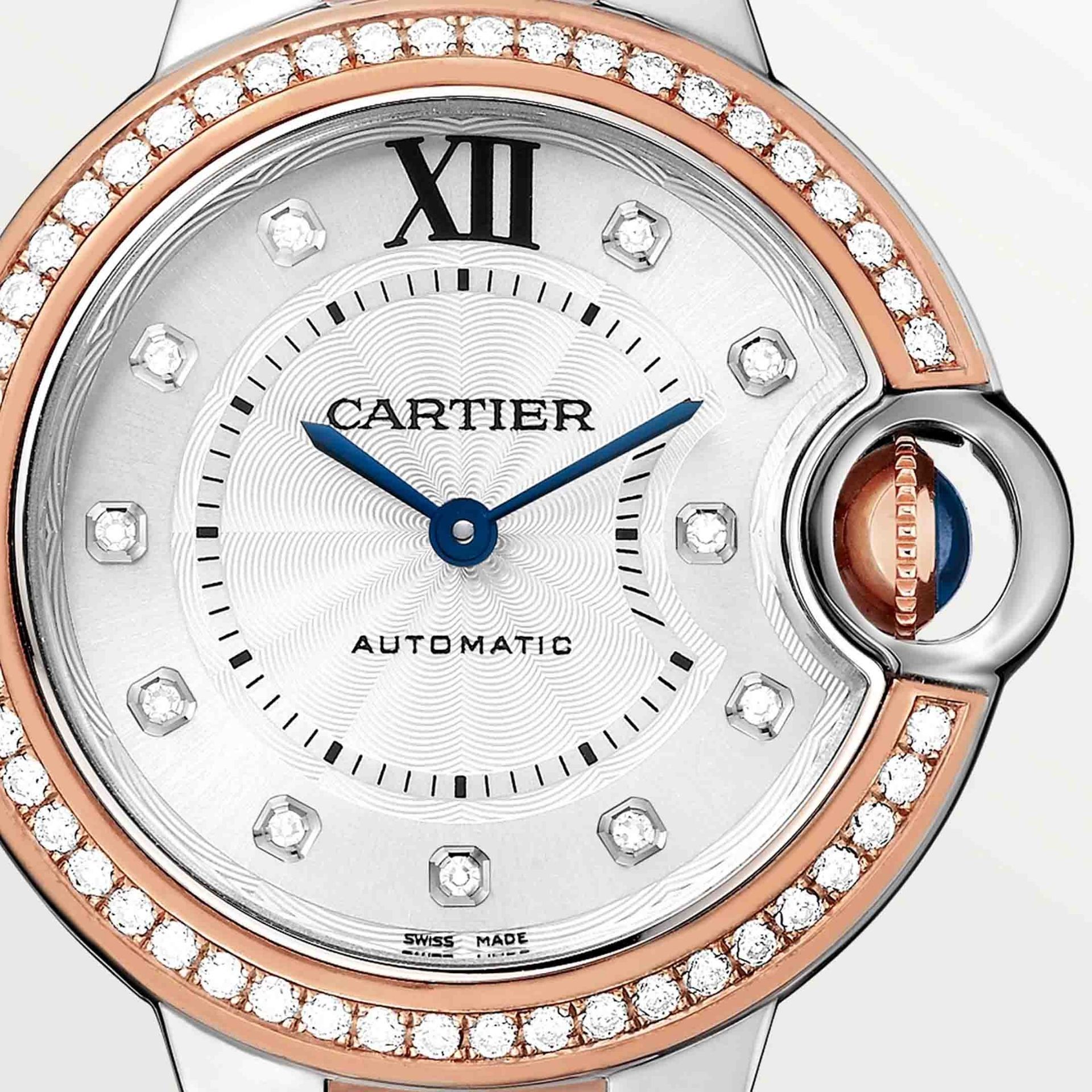 CARTIER Ballon Bleu De Cartier, Acciaio e Oro Rosa, Diamanti 33 MM W3BB0023