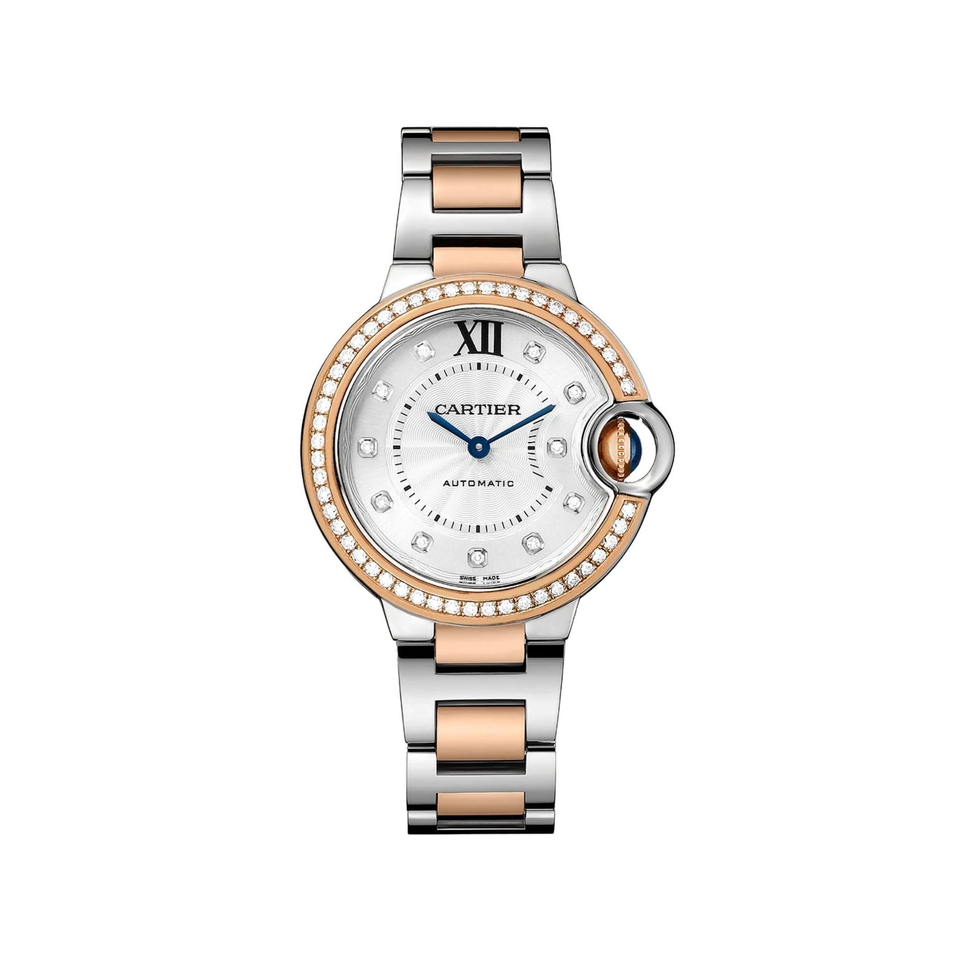 CARTIER Ballon Bleu De Cartier, Acciaio e Oro Rosa, Diamanti 33 MM W3BB0023