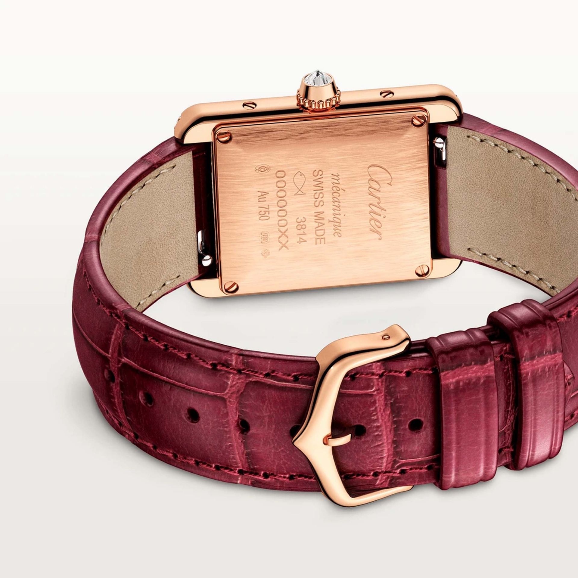 CARTIER Tank Louis Cartier Modello Piccolo, Oro Rosa, Pelle, Diamanti 29.5 X 22  MM WJTA0037