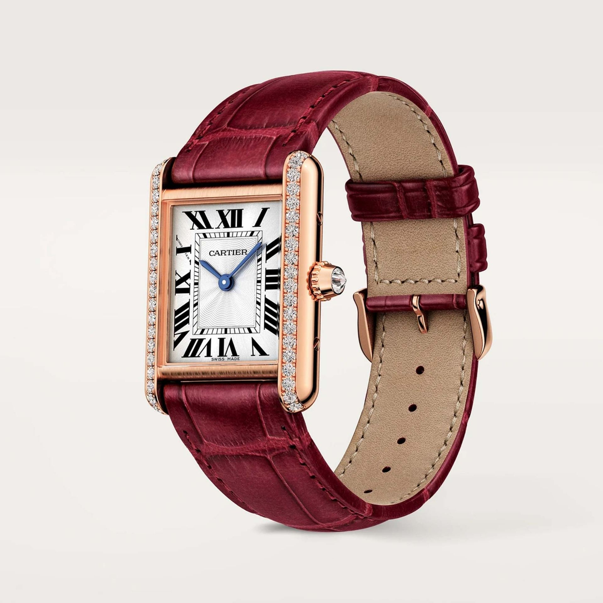 CARTIER Tank Louis Cartier Modello Piccolo, Oro Rosa, Pelle, Diamanti 29.5 X 22  MM WJTA0037