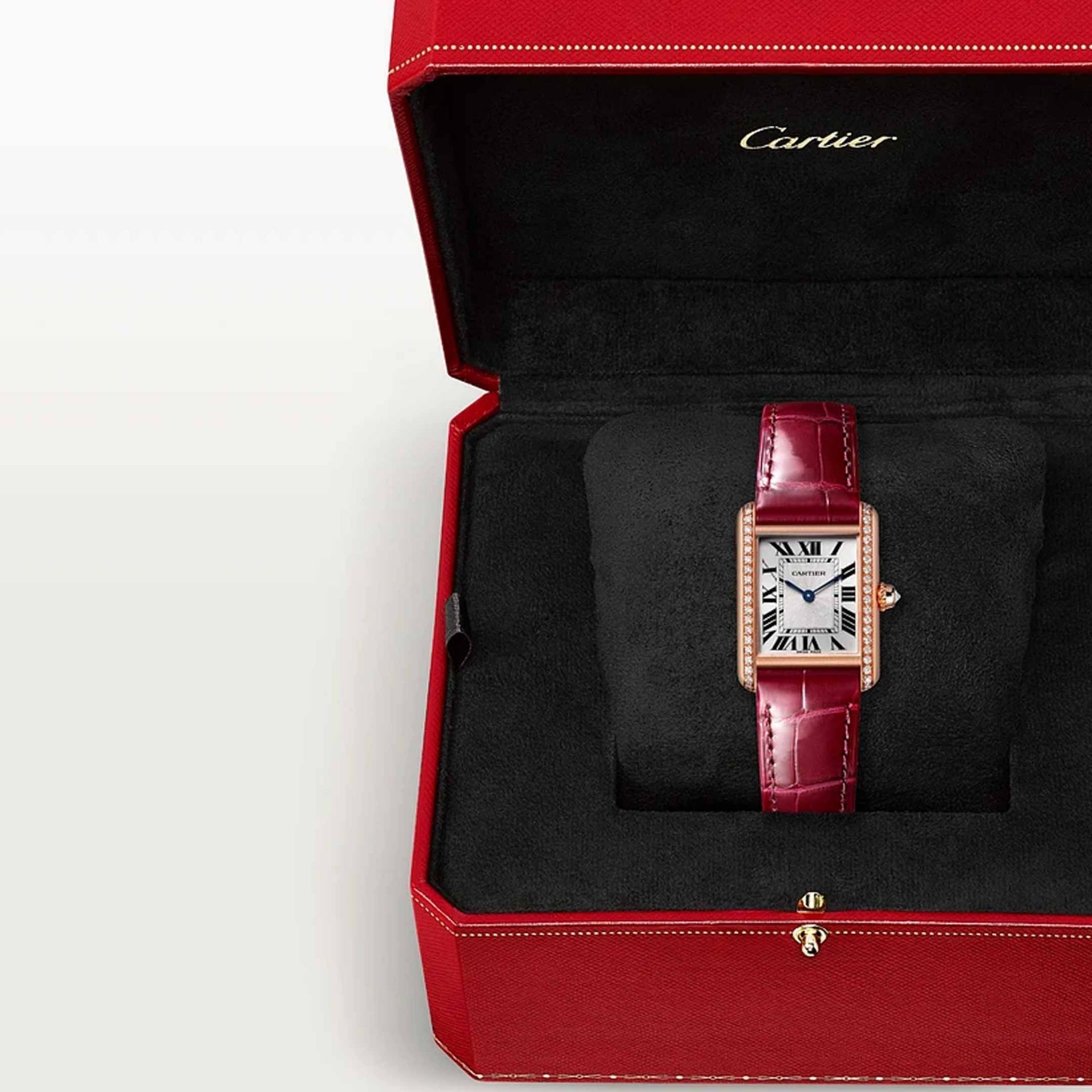 CARTIER Tank Louis Cartier Modello Piccolo, Oro Rosa, Pelle, Diamanti 29.5 X 22  MM WJTA0037