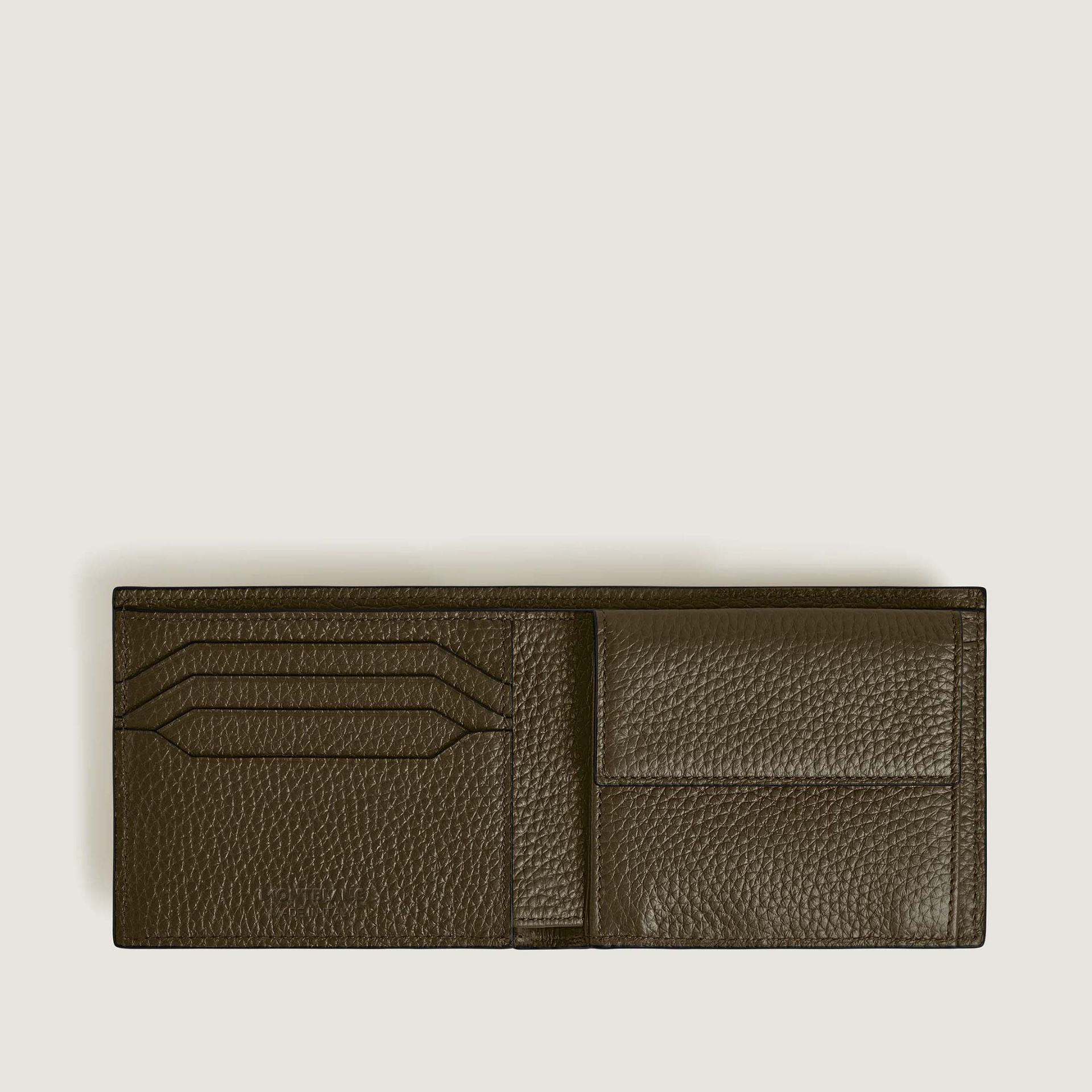 MONTBLANC Portafoglio Grain 4 Scomparti Verde Kaki con Portamonete   220216